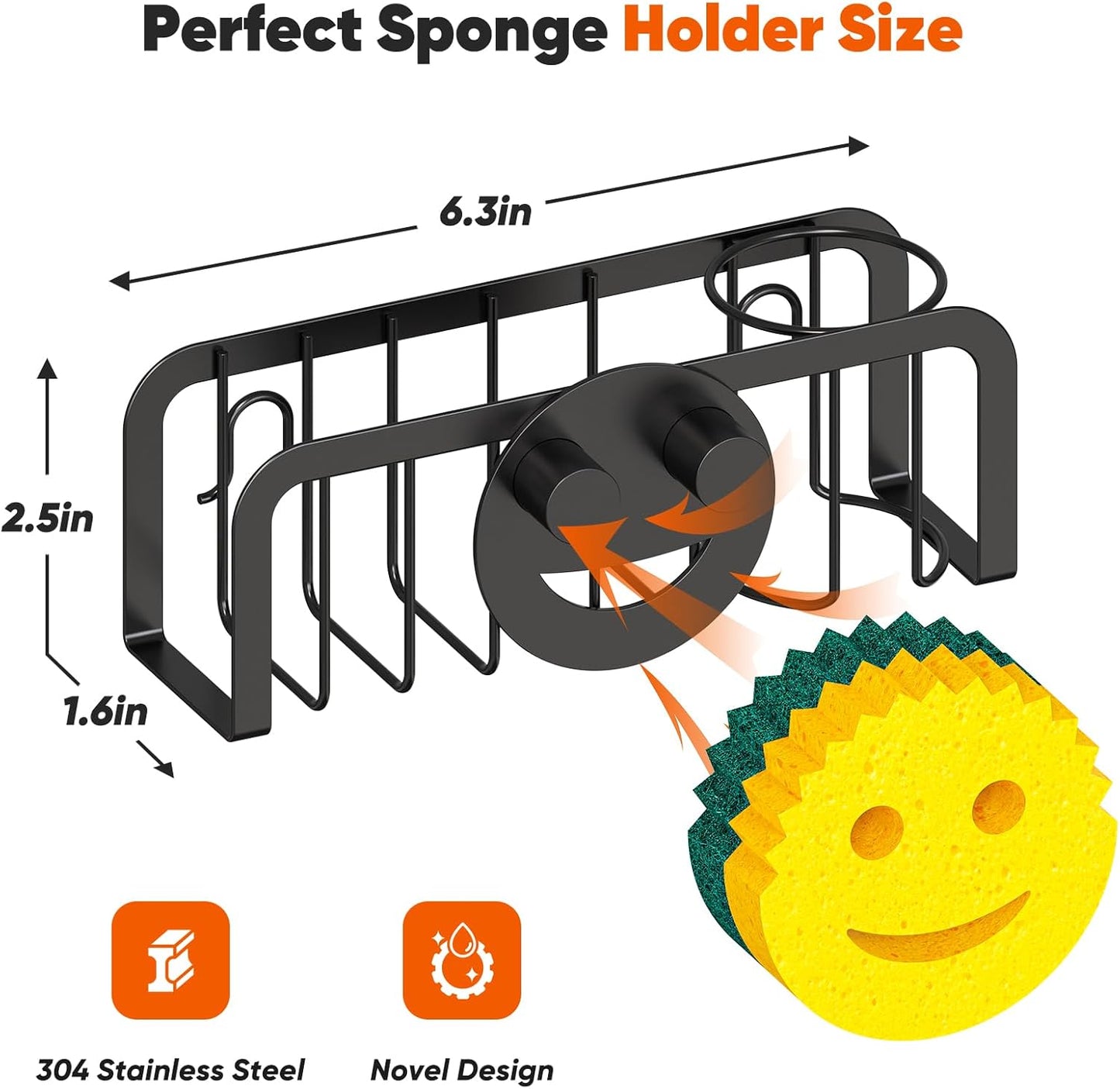 Sponge Holder for Kitchen Sink, Sink Caddy Organizer with Smiley Face