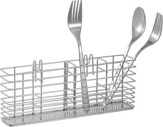 Stainless Steel Cutlery Utensil Holder Silverware Organizer with Hooks removable Drying Rack Silverware Holder Utensil Cutlery Basket Kitchen Dish Drainer Dish Drying Rack