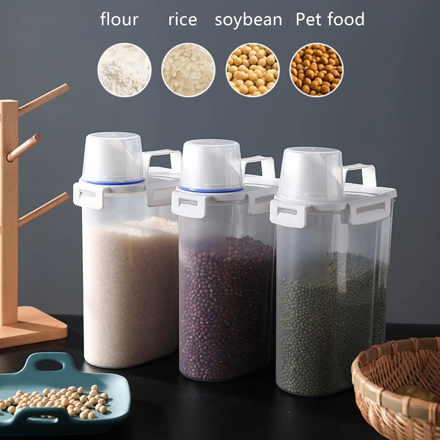 5.5 Lbs Rice Airtight Dry Food Storage Container Set of 4