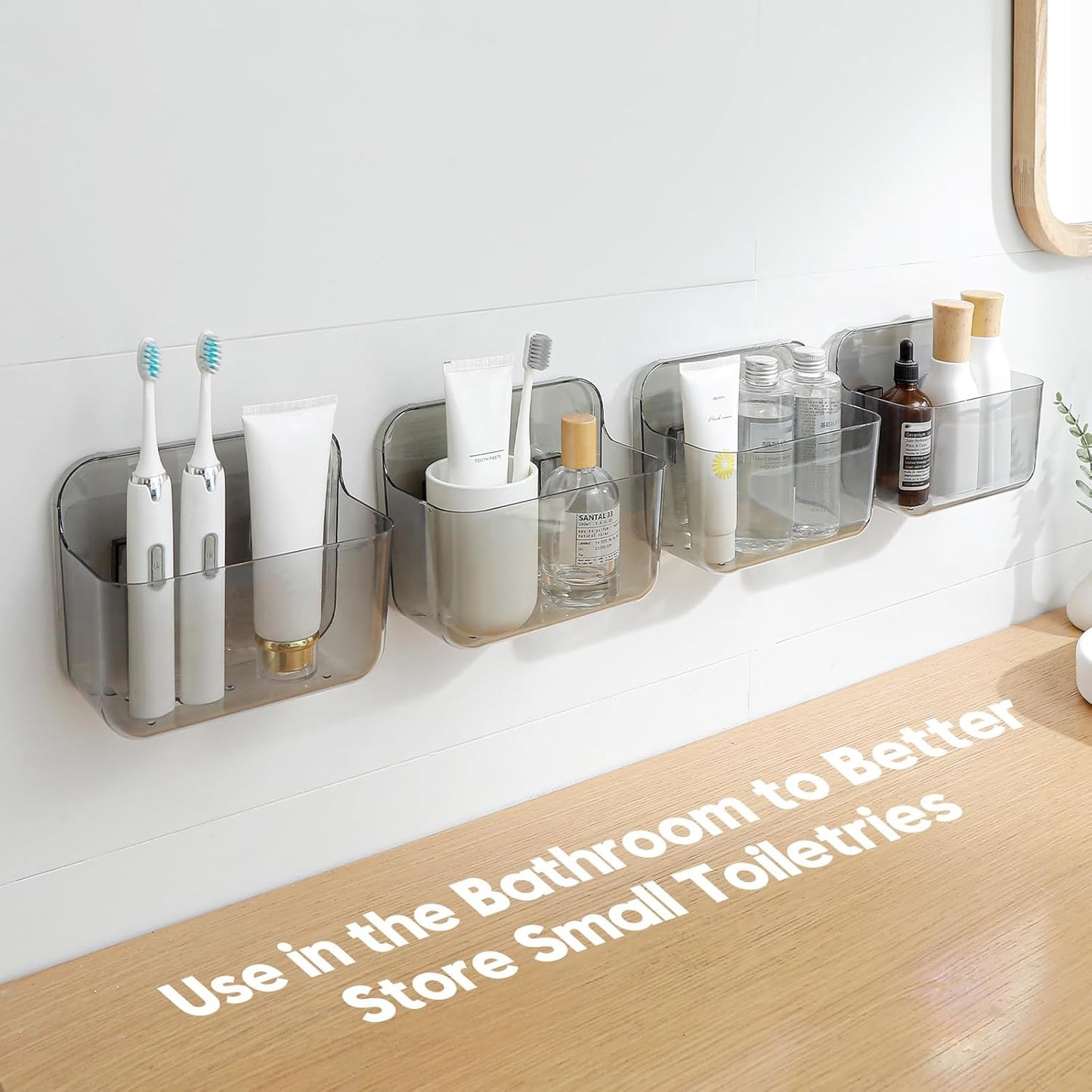 4 Pack Adhesive Kitchen Cabinet Door Organizer, Compact Pantry Organizers and Storage Box