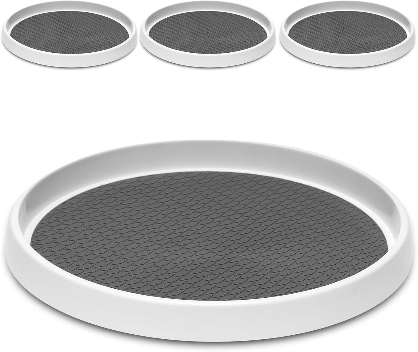 12-Inch Non-Skid Turntable Lazy Susan Organizer [4 Pack] - Spinning Rack for Cabinet Table Top