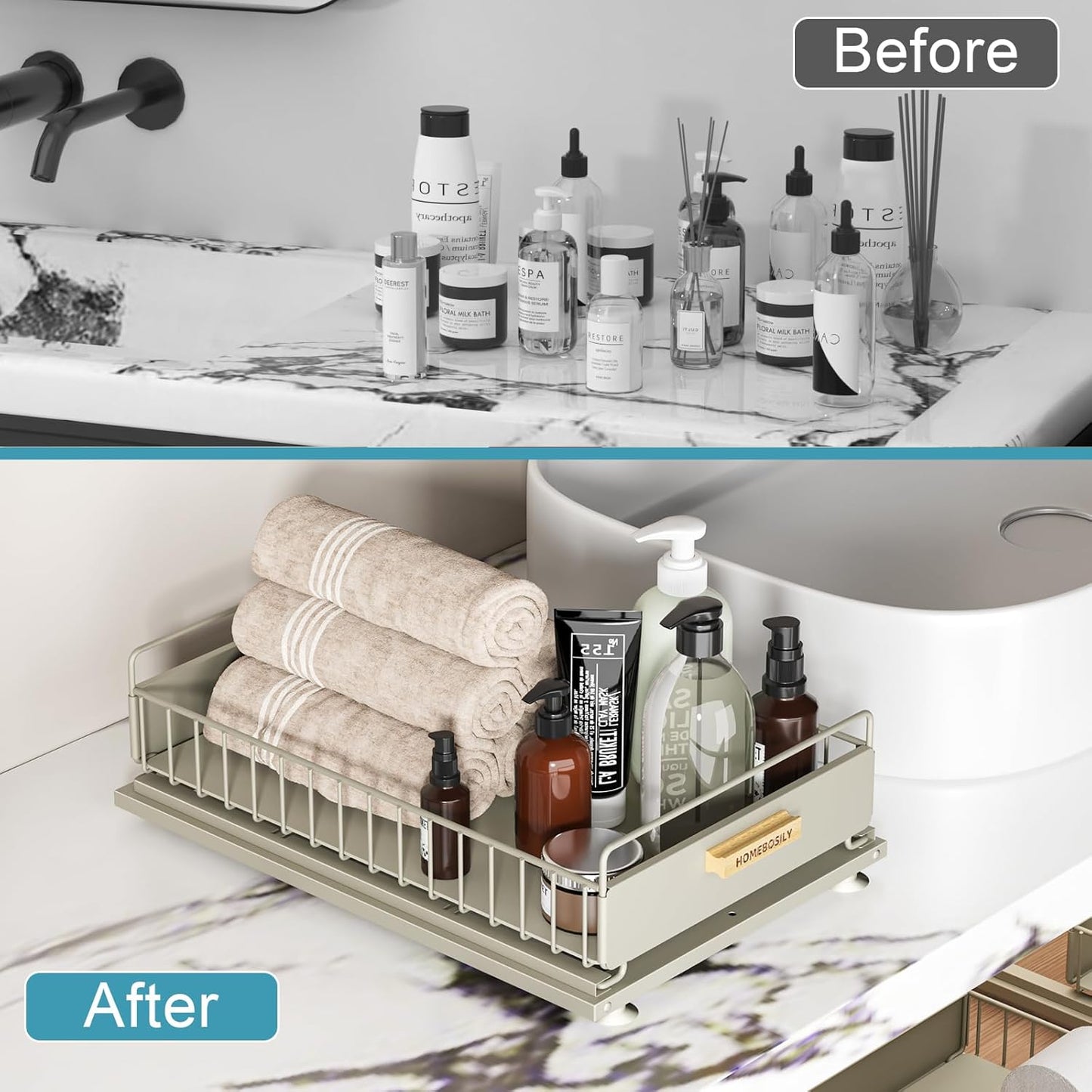 Under Sink Organizer, 2 Pack Pull Out Kitchen Cabinet Organizer
