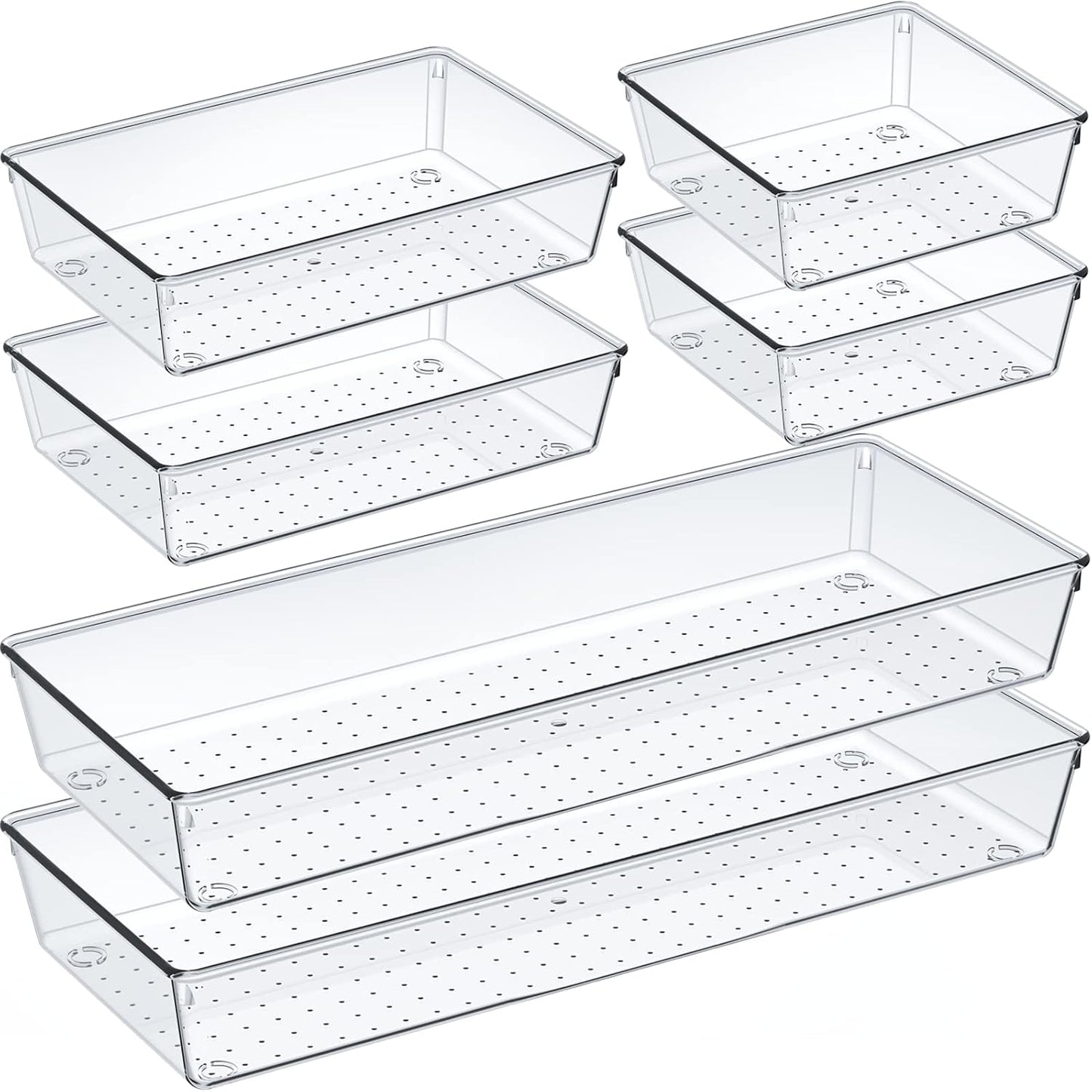 6 Pcs Large Size Clear Drawer Organizer Set