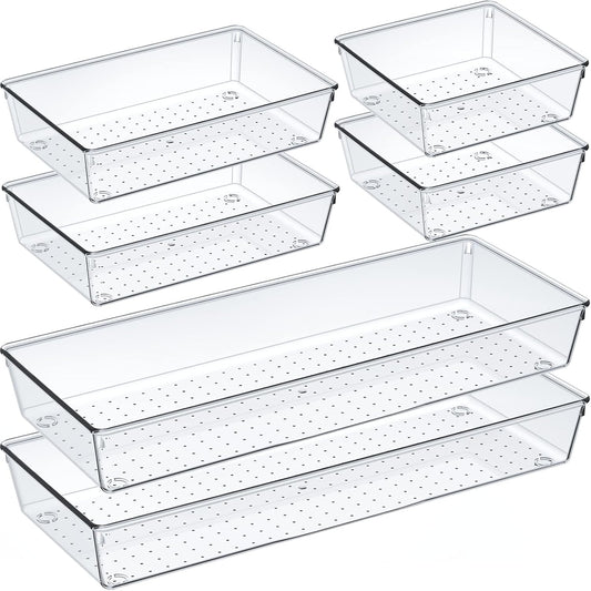6 Pcs Large Size Clear Drawer Organizer Set