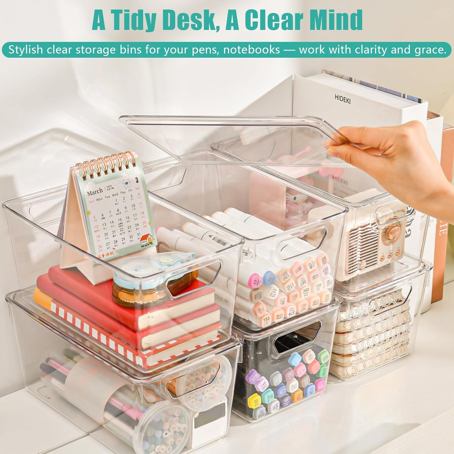 6 Pack Small Clear Storage Bins with Lids, Acrylic Arts and Craft Storage Containers