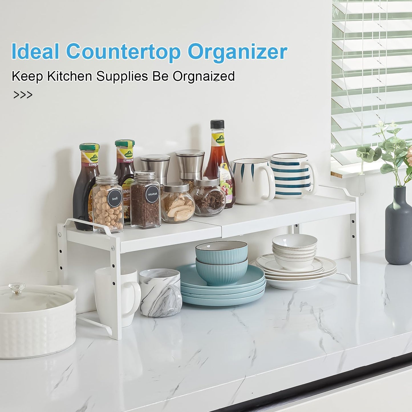 4 Pack Kitchen Cabinet Shelves Organizers, Kitchen Counter Storage Shelf Spice Rack
