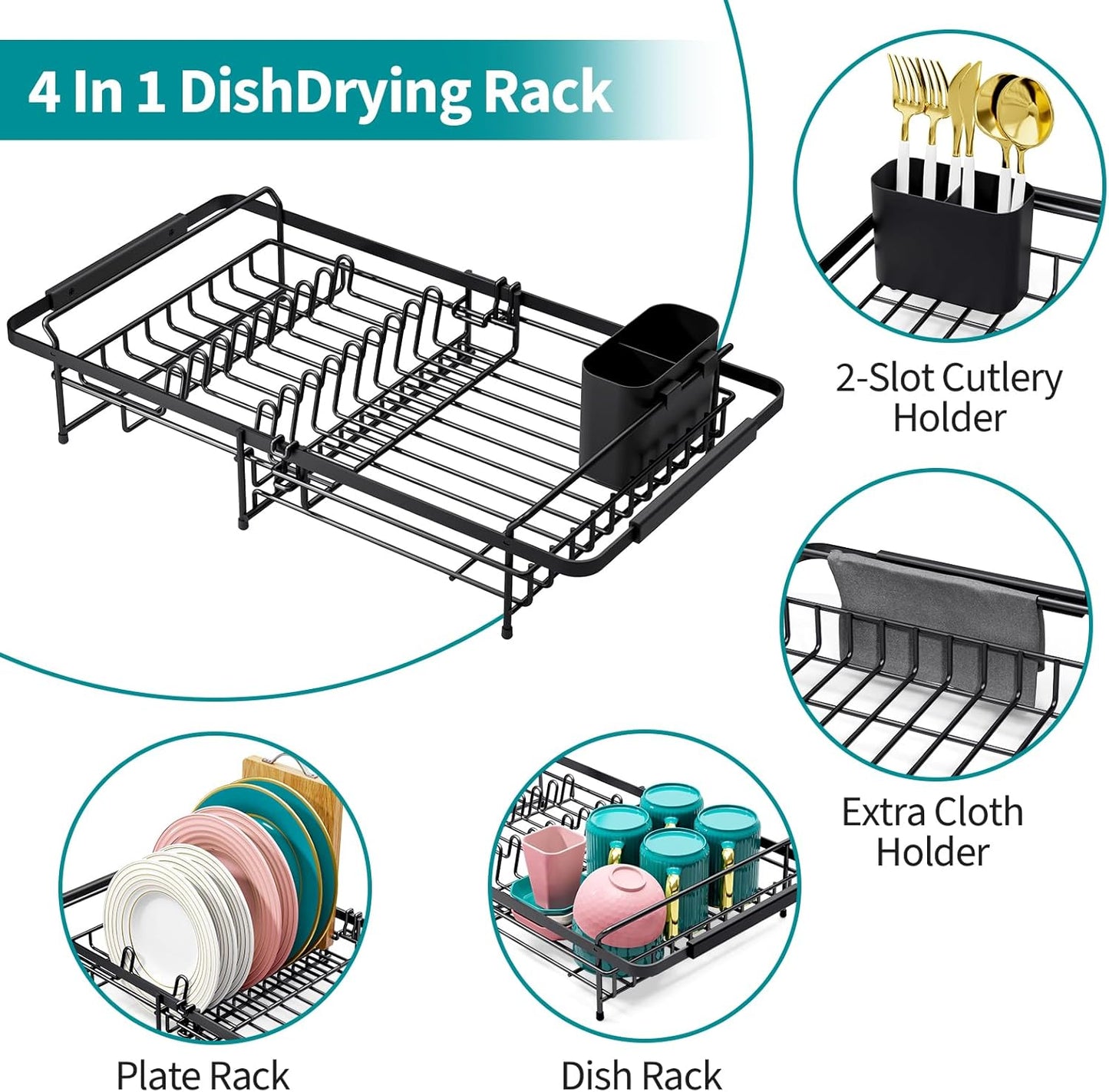 Expandable in Sink Dish Drying Rack - Adjustable Dish Rack Over Sink