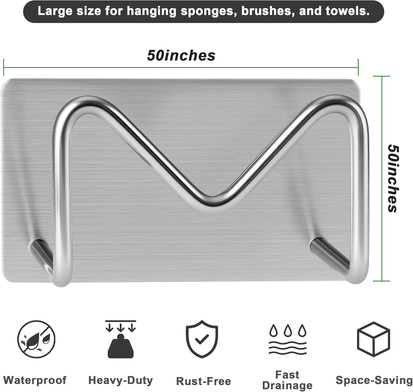 2-Pack Stainless Steel Sponge Holder, Kitchen Sink Caddy Organizer, SUS304 Rustproof, Brushed Finish