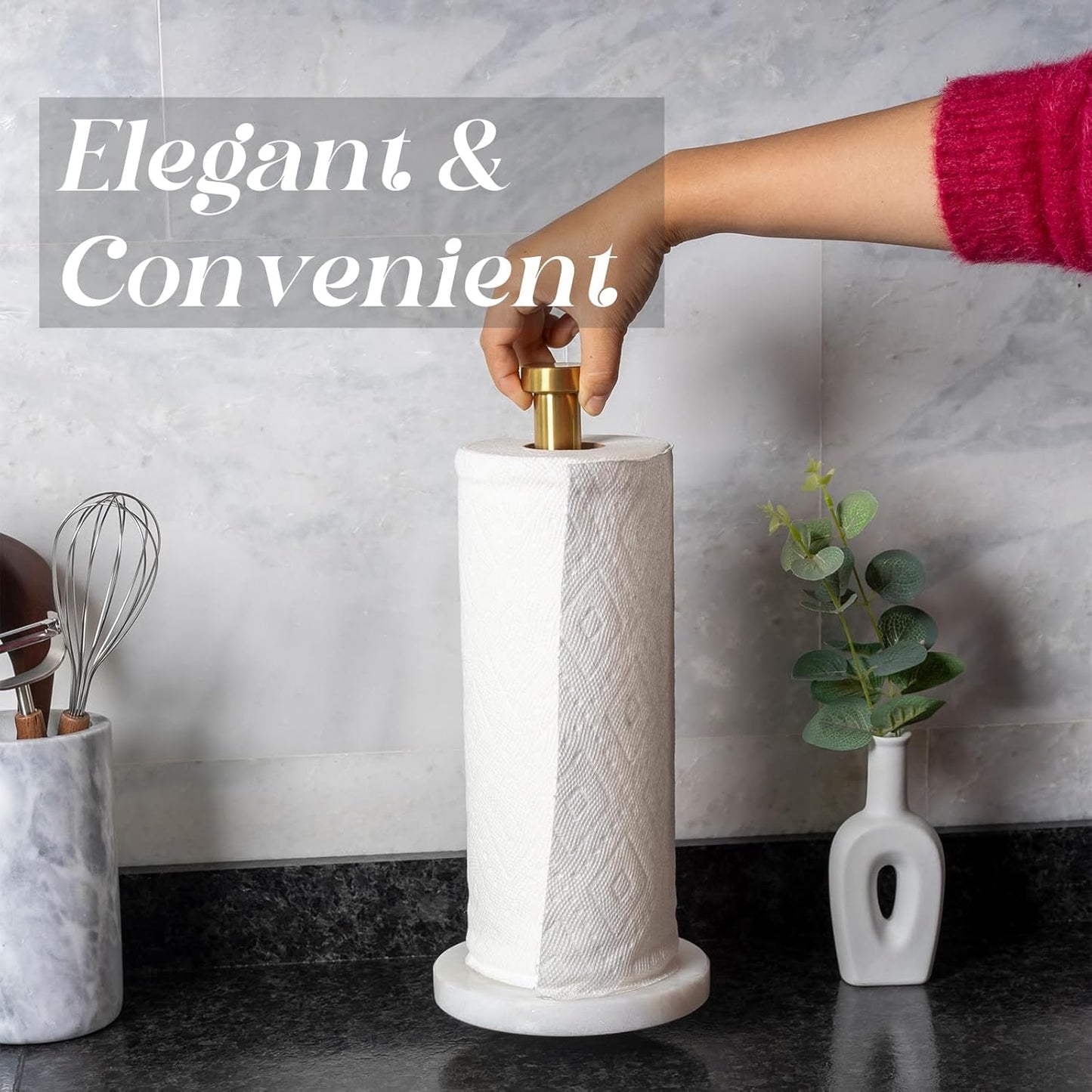 African Genuine Marble Paper Towel Holder Countertop