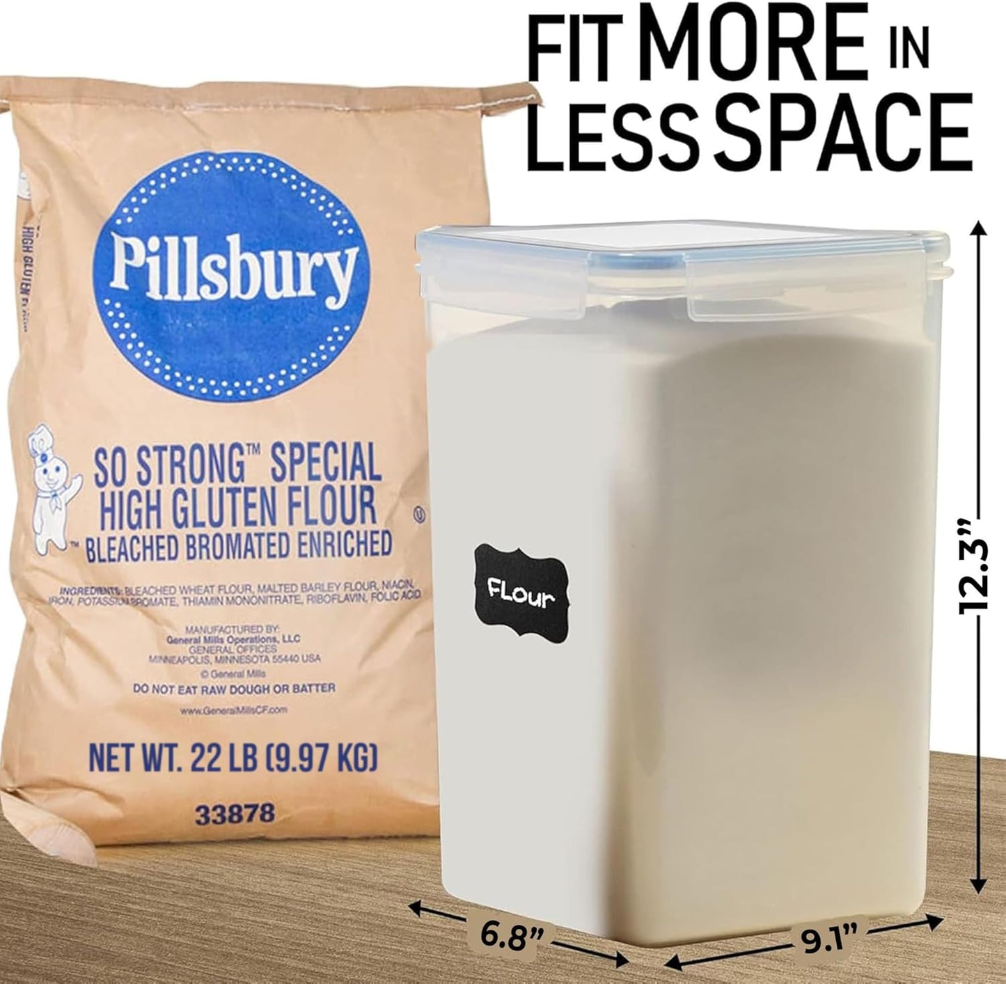 Flour Storage Container 2 PC [8.5L / 287 Oz] Extra Large Food Storage Containers with Lids