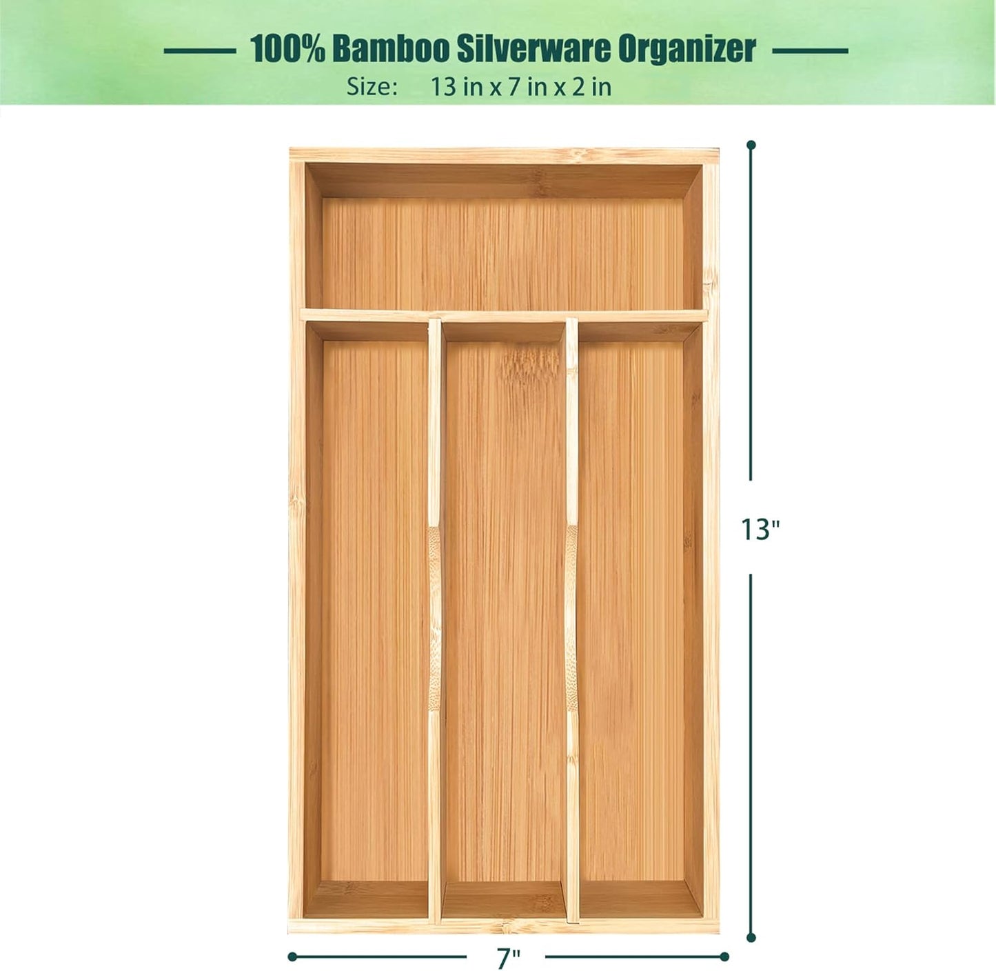 Bamboo Kitchen Drawer Silverware Organizer