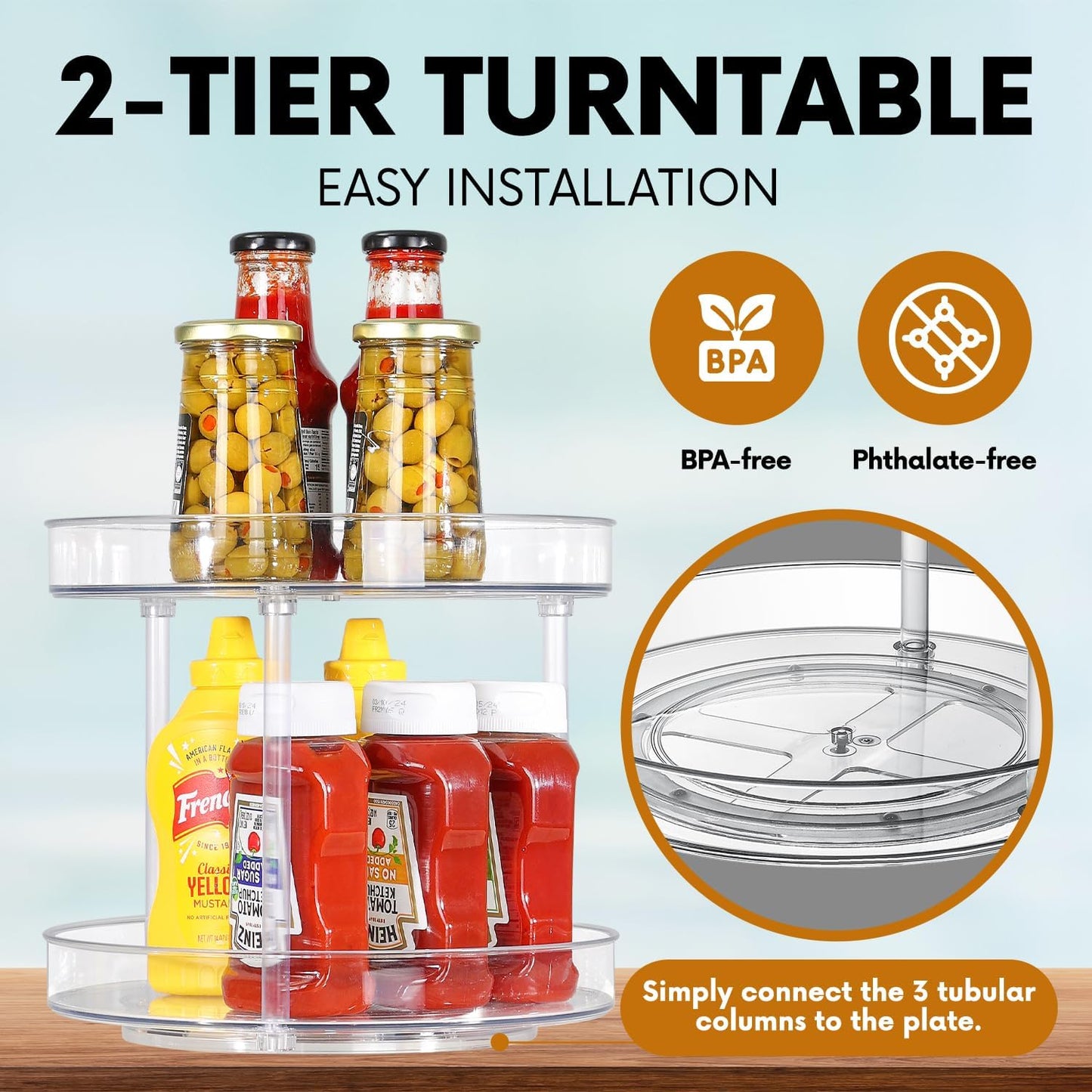 Clear Lazy Susan Organizer, Rotating Kitchen Pantry Organization and Storage