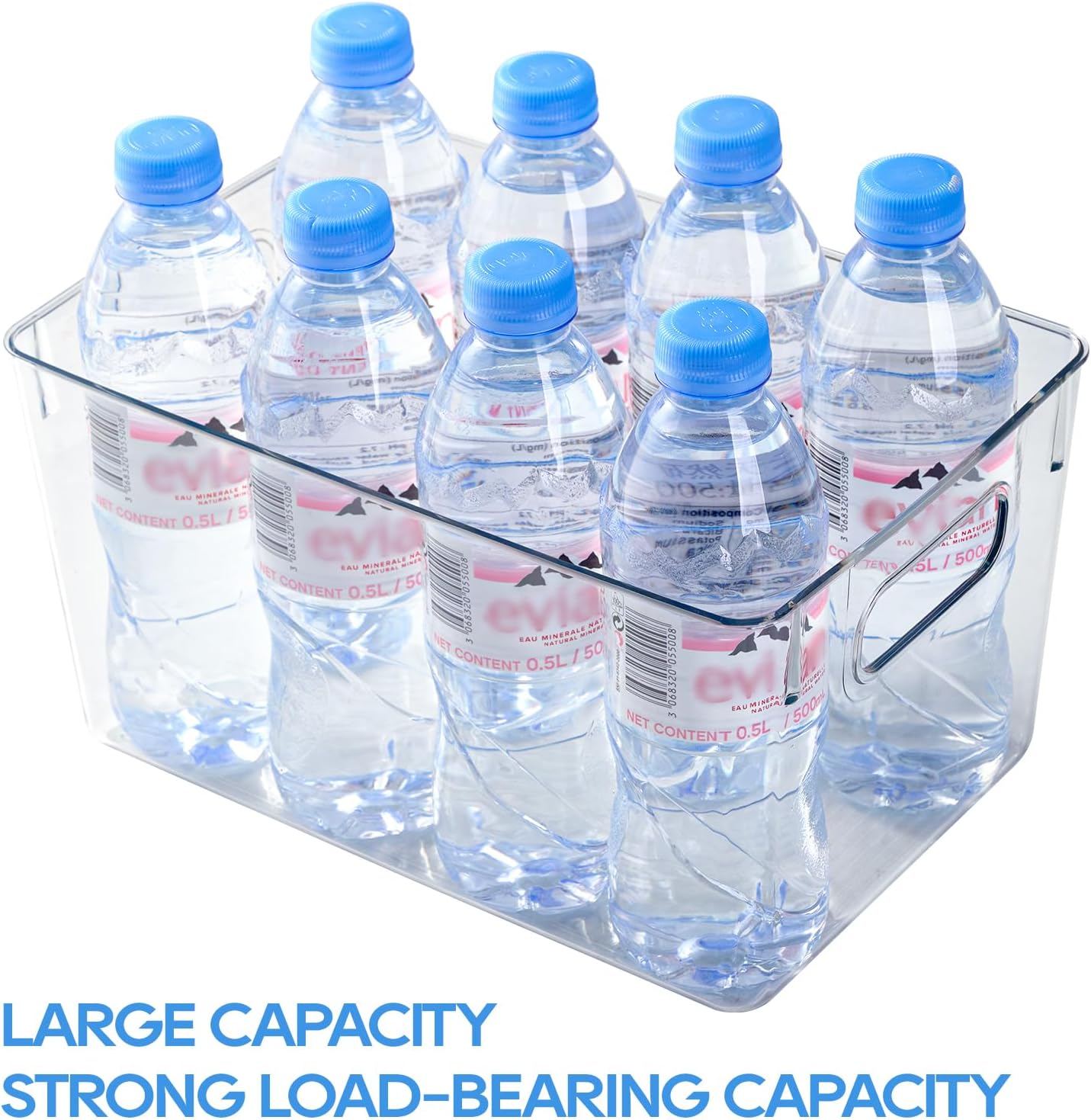 4 Pack Clear Plastic Storage Bins, Pantry Organizers and Storage with Handles