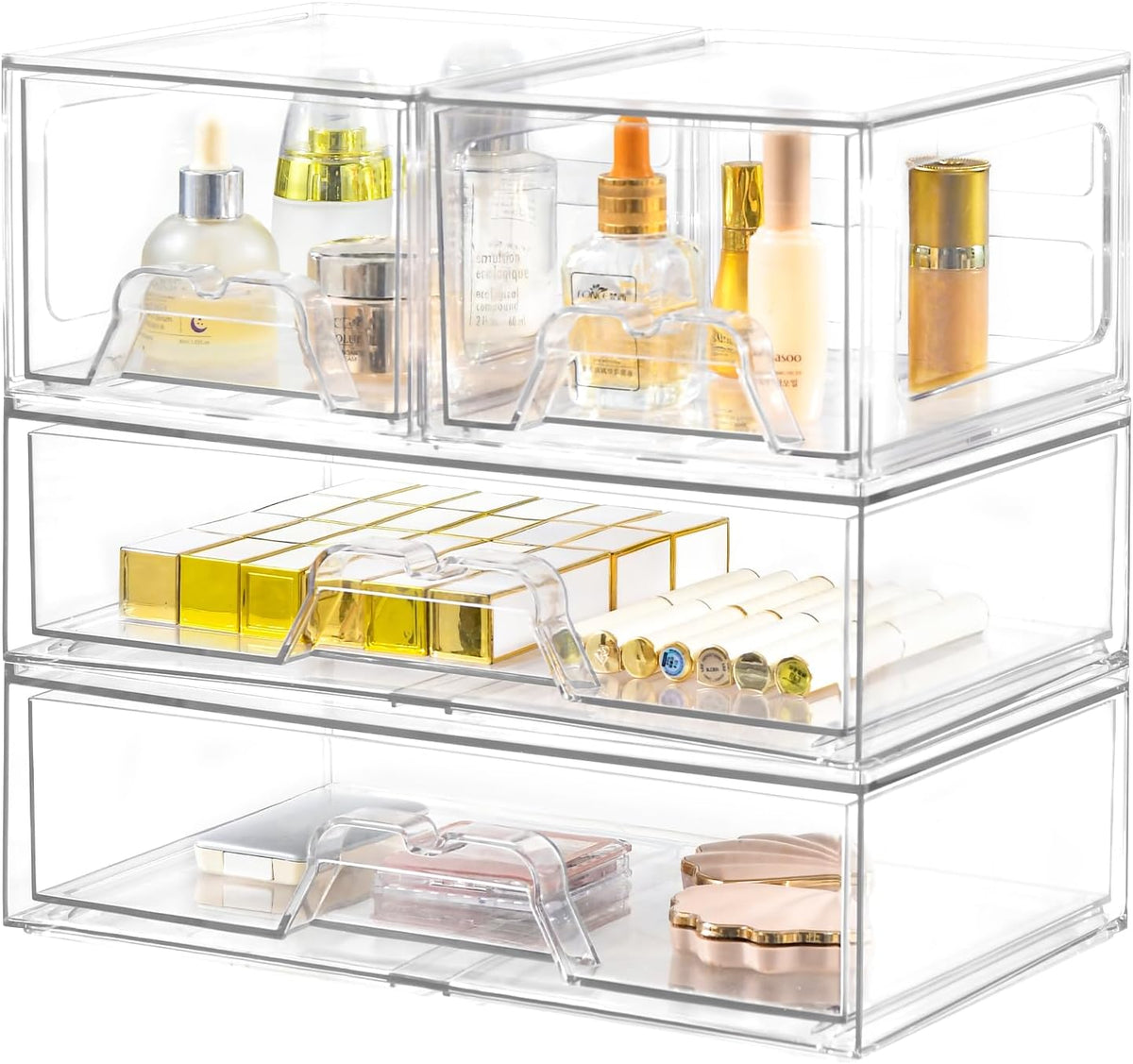 4 Pack Stackable Storage Drawers