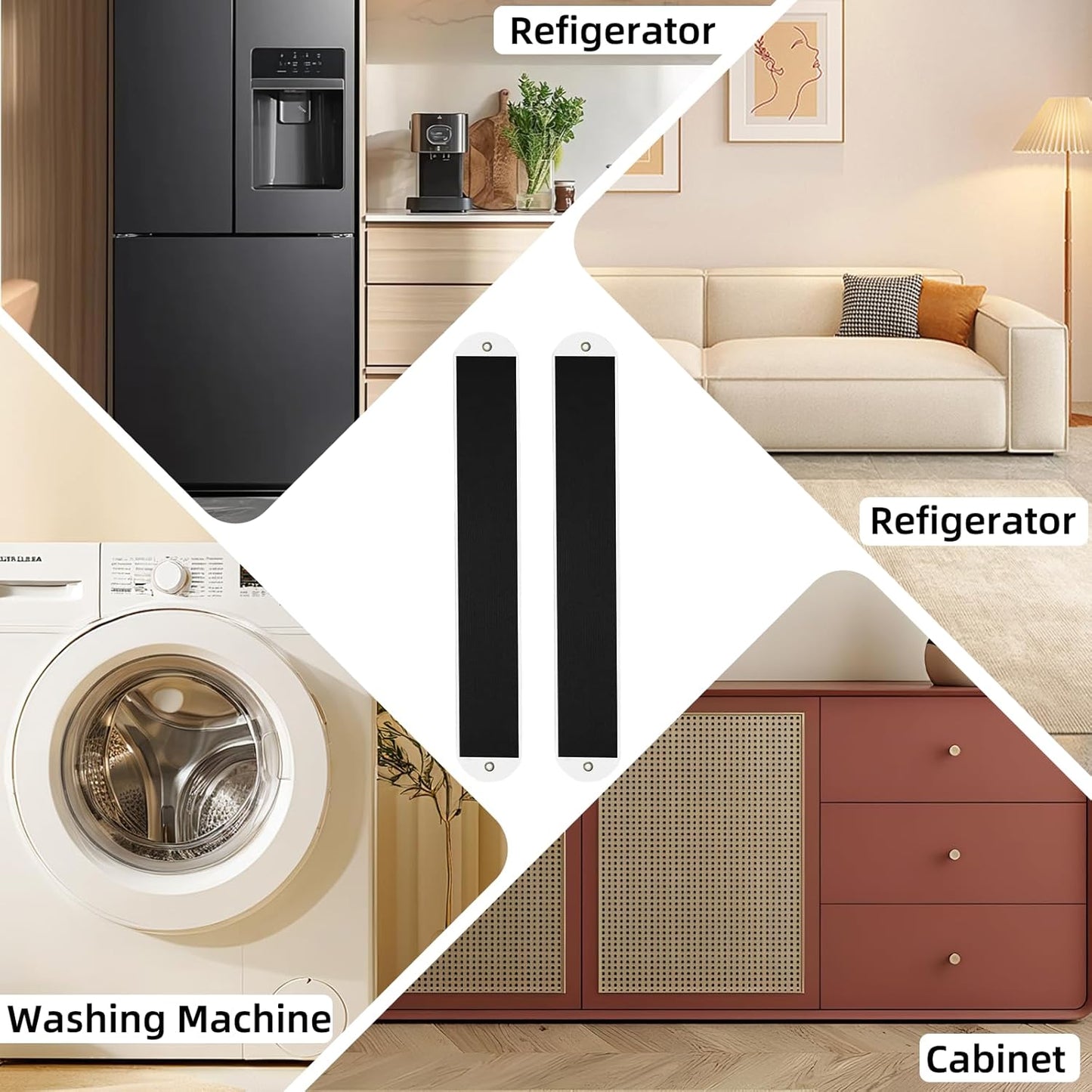 Appliance Furniture Sliders for Heavy Duty Carpet/Hardwood - 660lb Capacity 2-Pack, Thick Non-Scratch Moving Pads for Refrigerators, Safes - Reusable Appliance Mover with Pull Straps (2.5ft)