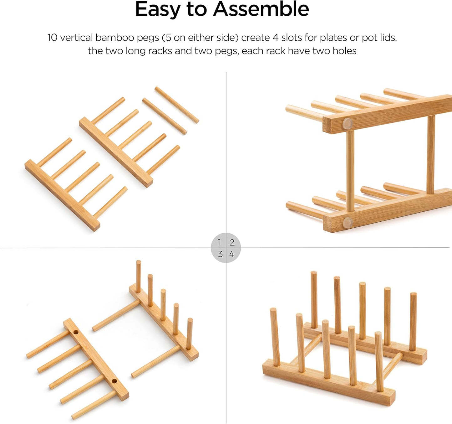 Bamboo Dish Drying Rack for Kitchen Counter and Cabinet