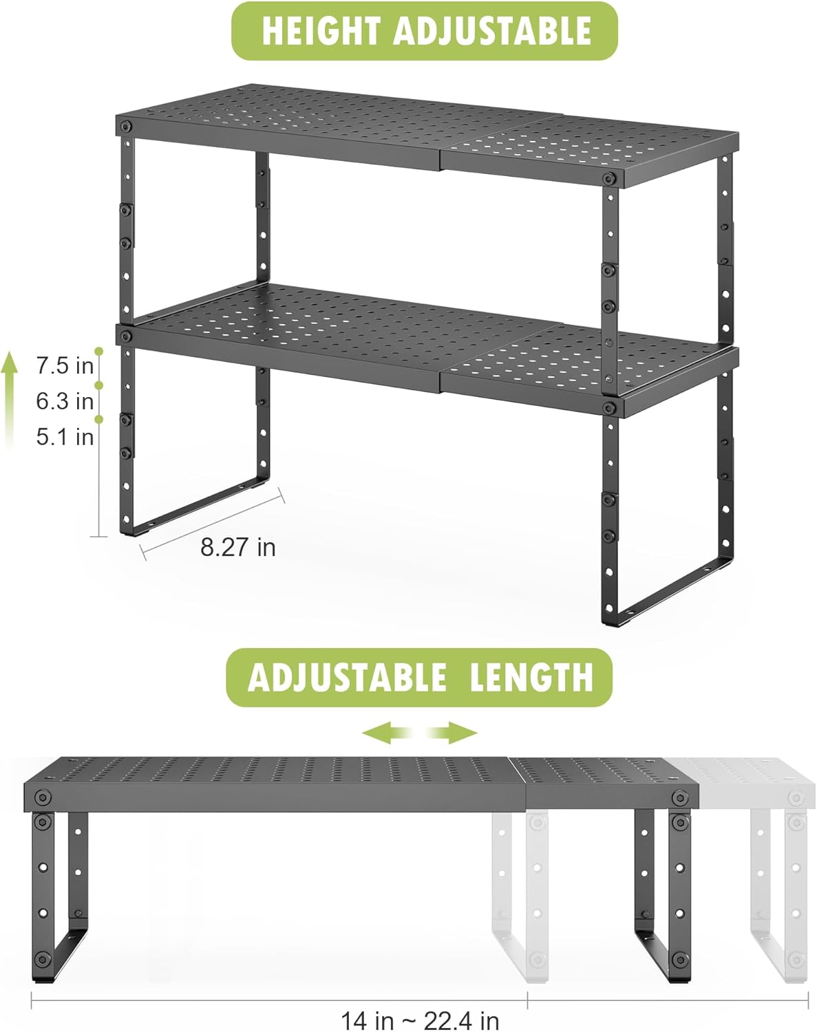 Expandable Cabinet Organizer Shelf With Adjustable Height