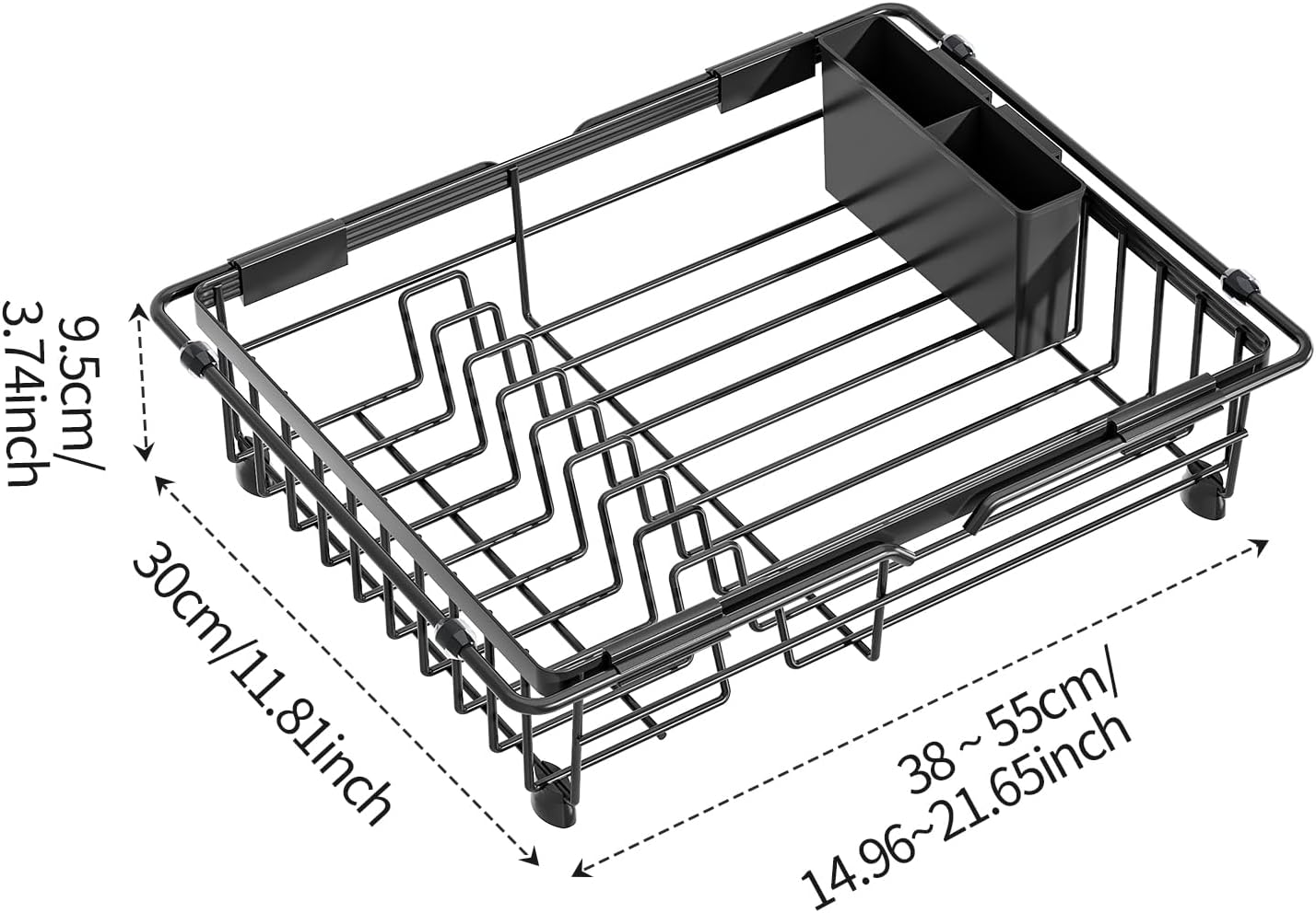 Expandable in Sink Dish Drying Rack - Adjustable Capacity Over The Sink Dish Drainer Drying Rack with Utensil Holder for Kitchen Counter, Drying Rack for Small Space,14.37“-21.06”L x 11.81“W x 3.74”D