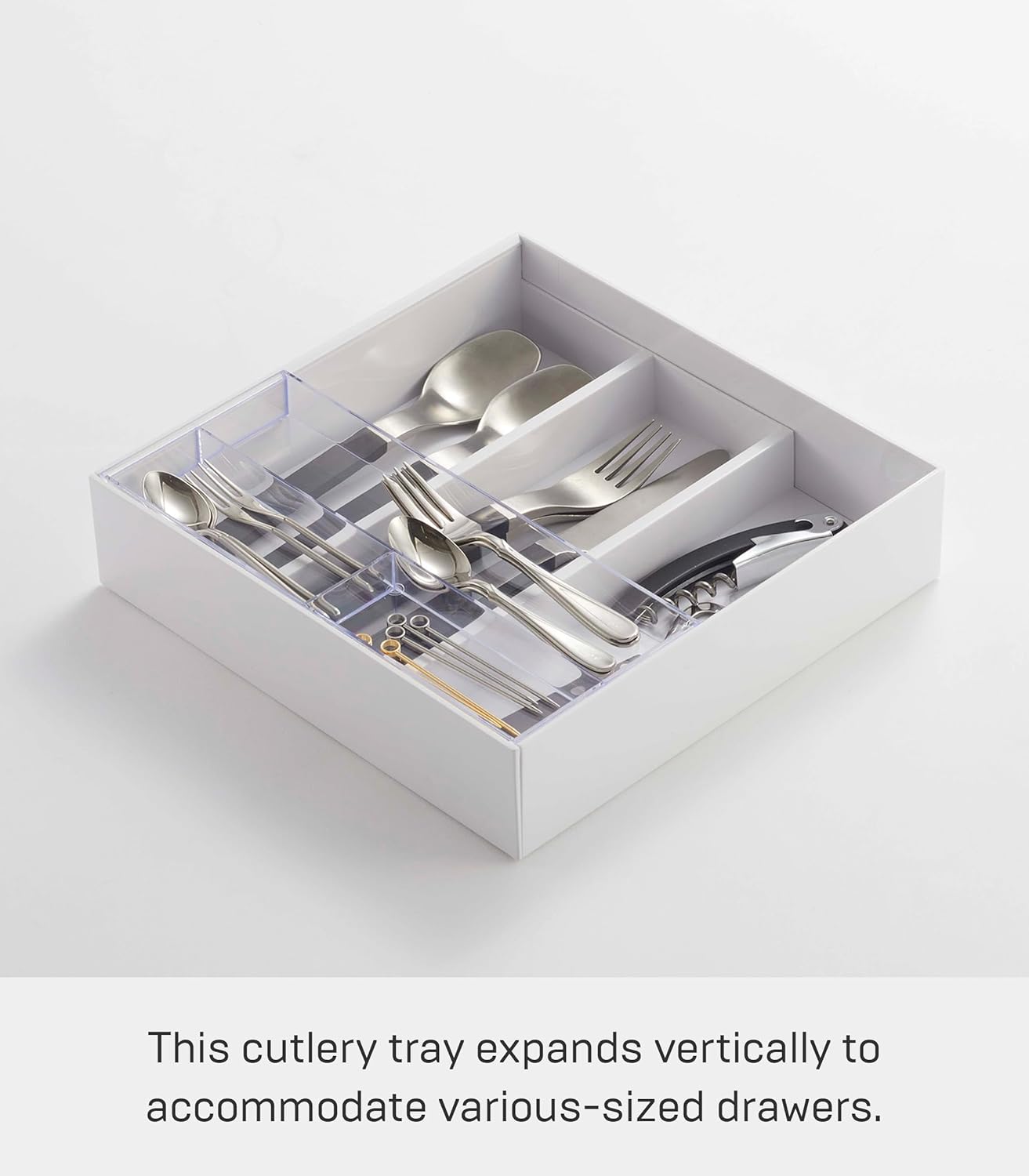Home Tower Expandable Cutlery Drawer Organizer - Kitchen Silverware Utensil Storage Tray