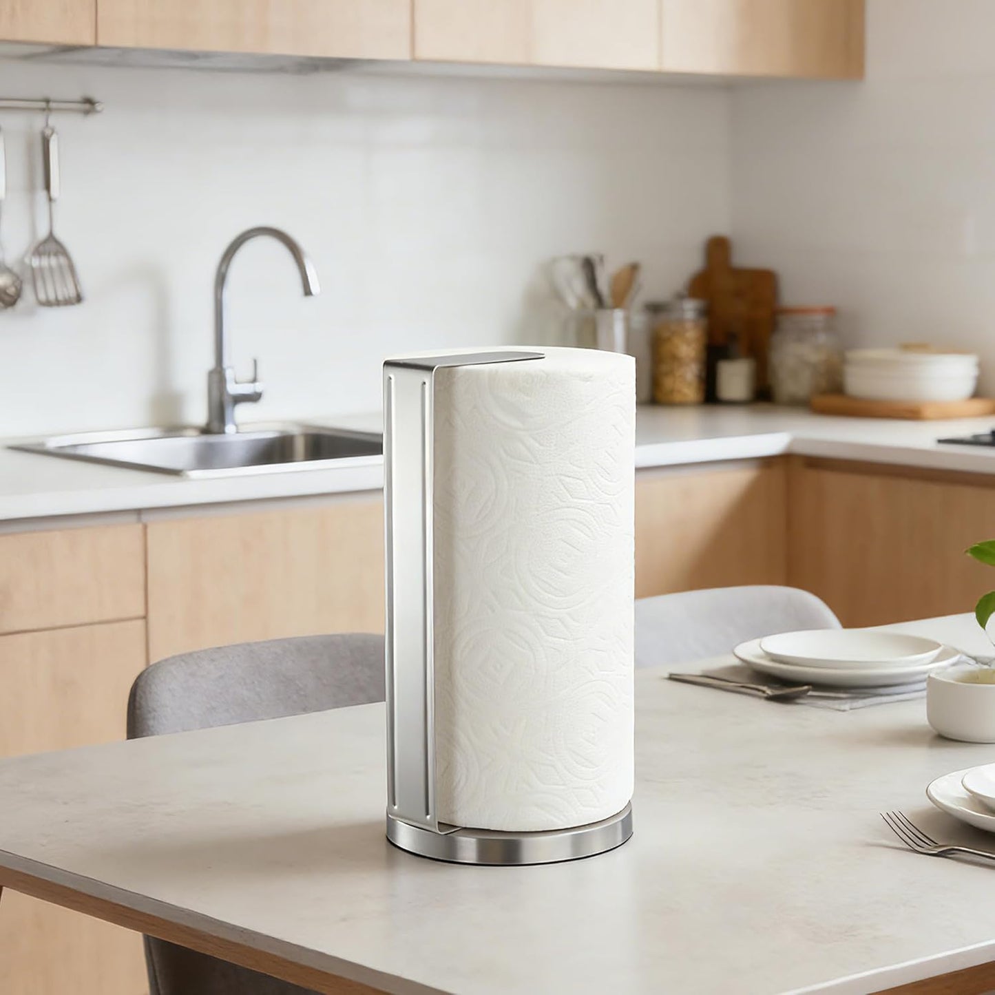 Paper Towel Holder Countertop with Anti Slip Weighted Base