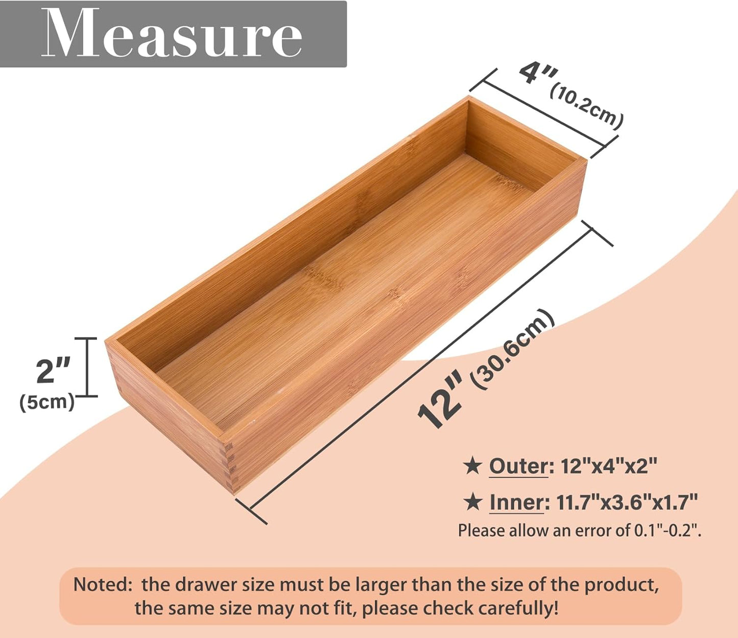 Bamboo Drawer Oragnizer Box, Kitchen Seasoning Organizer Tray, Tableware Knife Fork Organizer Box