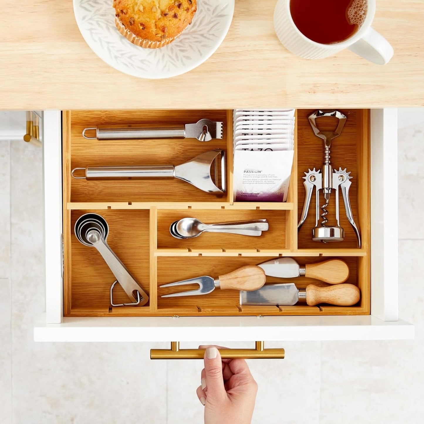 Drawer Organizer Tray - 8-Slot Drawer Divider for Utensils - Versatile Silverware Holder