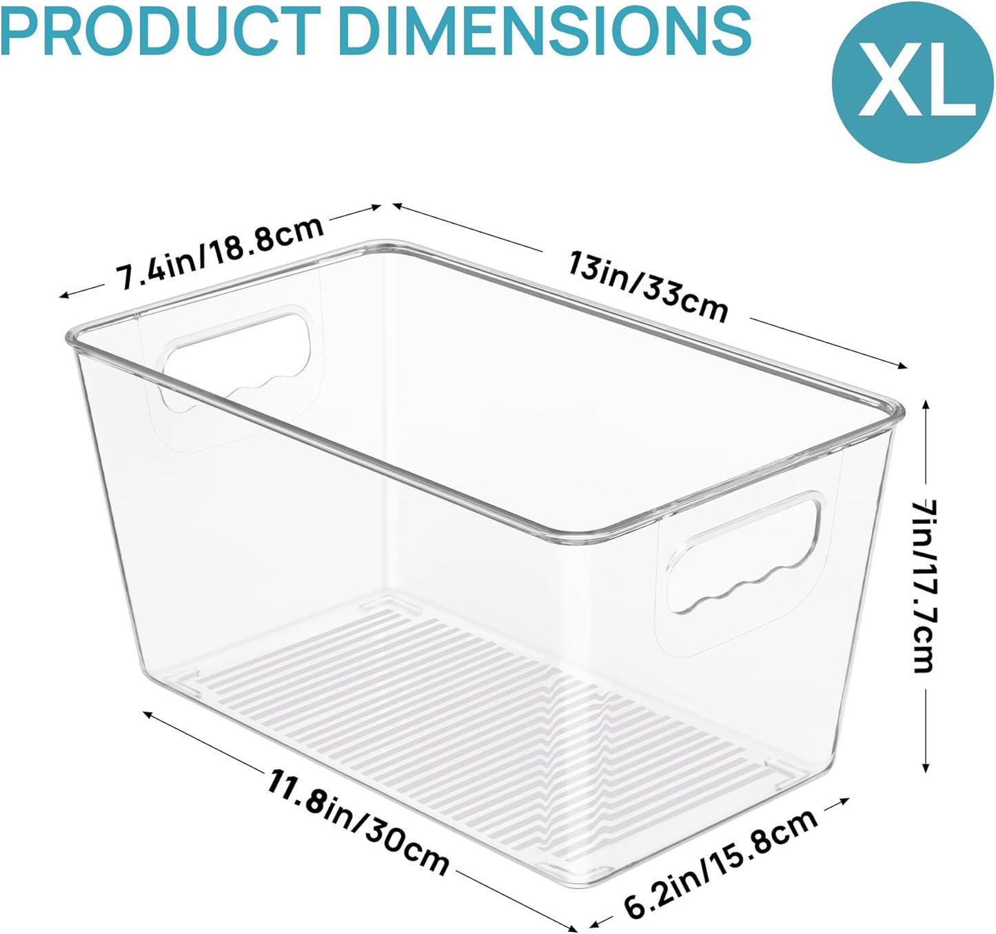 6 PCS Clear Plastic Storage Bins, Pantry Organizer Containers with Handle for Refrigerator, Fridge