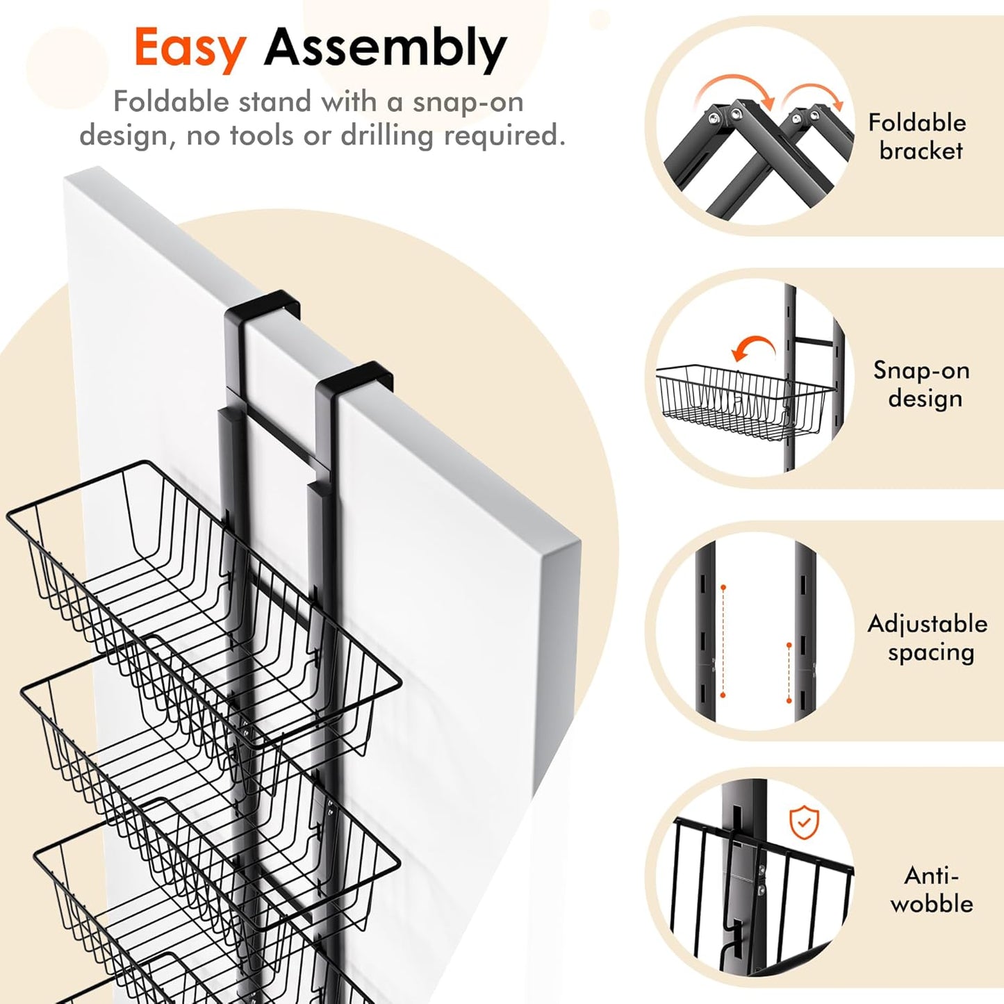 Over the Door Pantry Organizer, 8-Tier Adjustable Over the Door Hanging Spice Rack