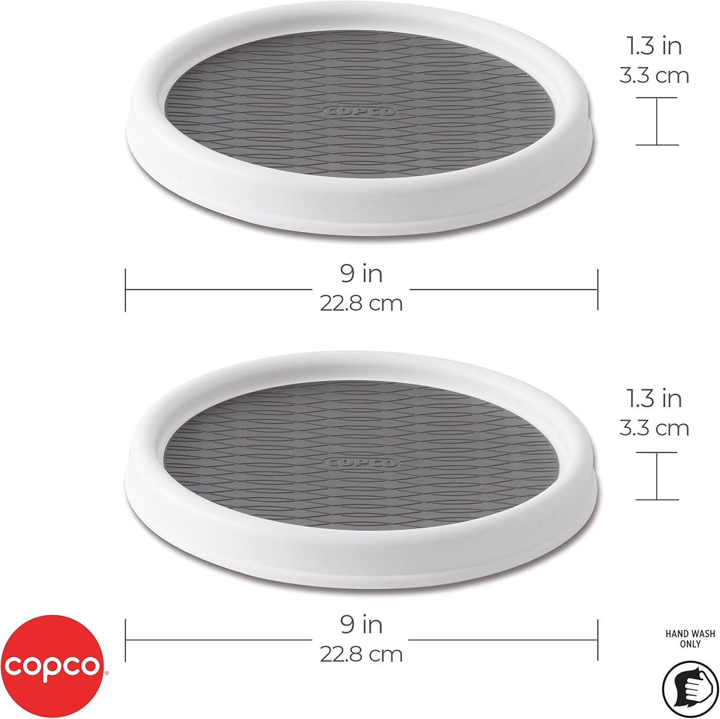 9 Inch Non Skid Pantry Cabinet Lazy Susan Turntable, Set of 2, Spinning Organizer for Kitchen