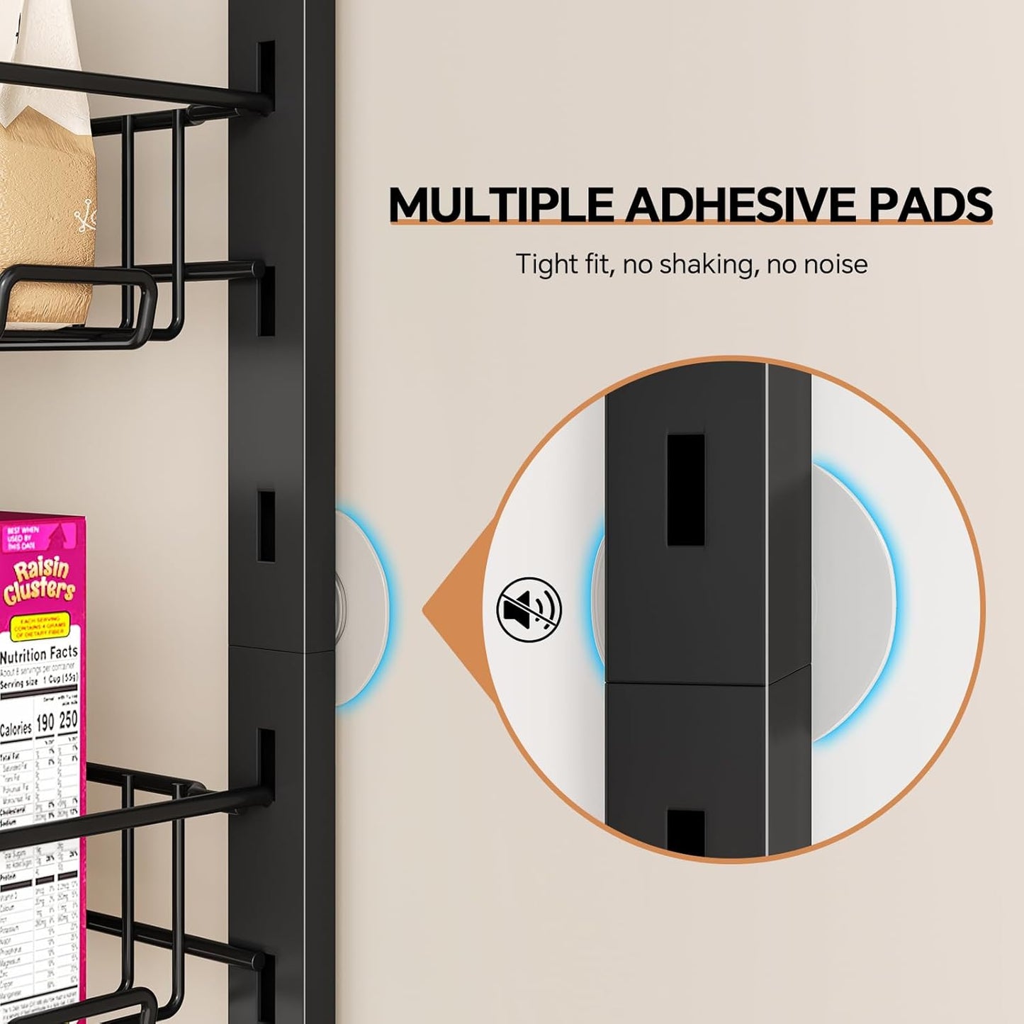 Over the Door Pantry Organizer, 8-Tier Adjustable Spice Rack Cabinet Door Shelves