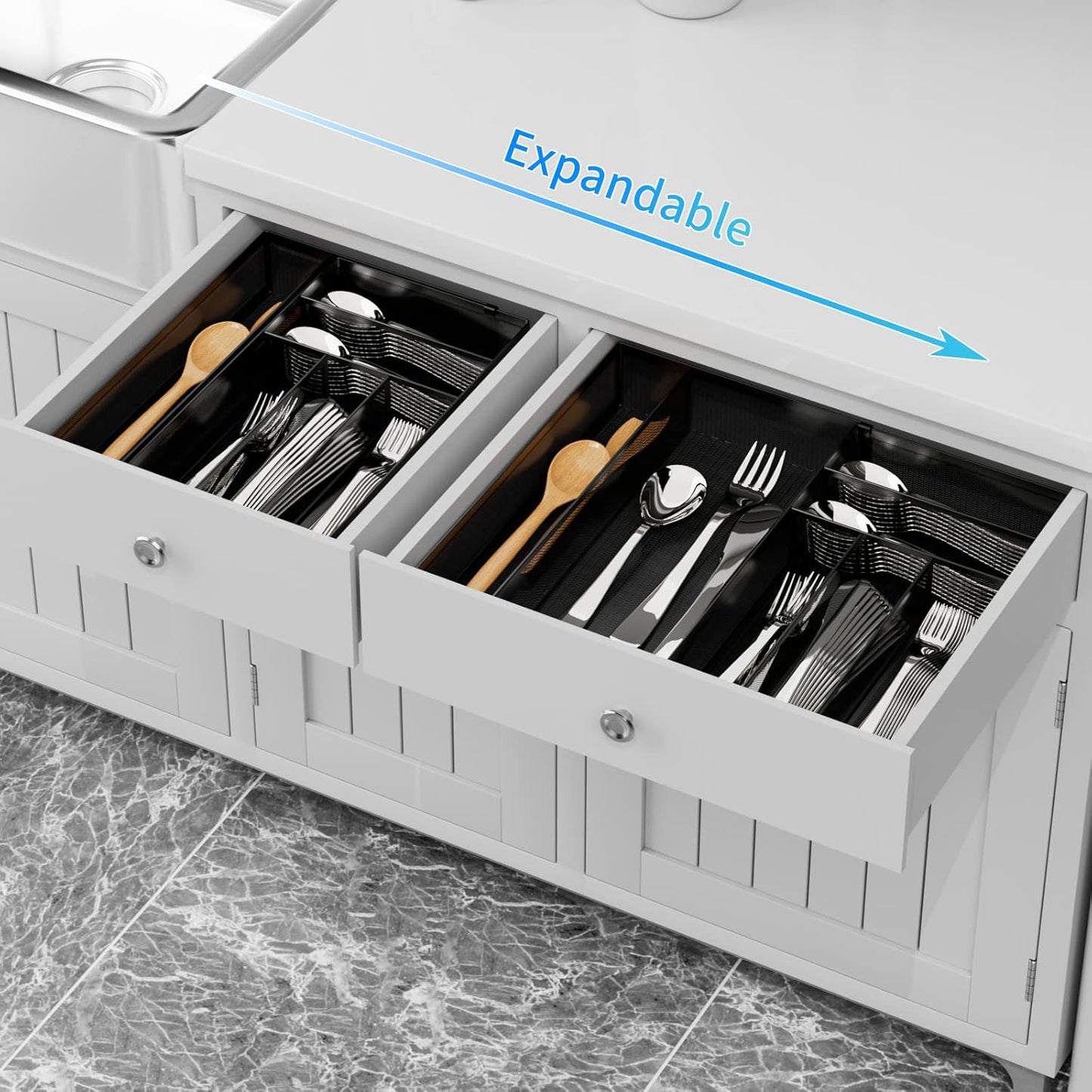 Utensil Drawer Organizer - Expandable Cutlery Tray