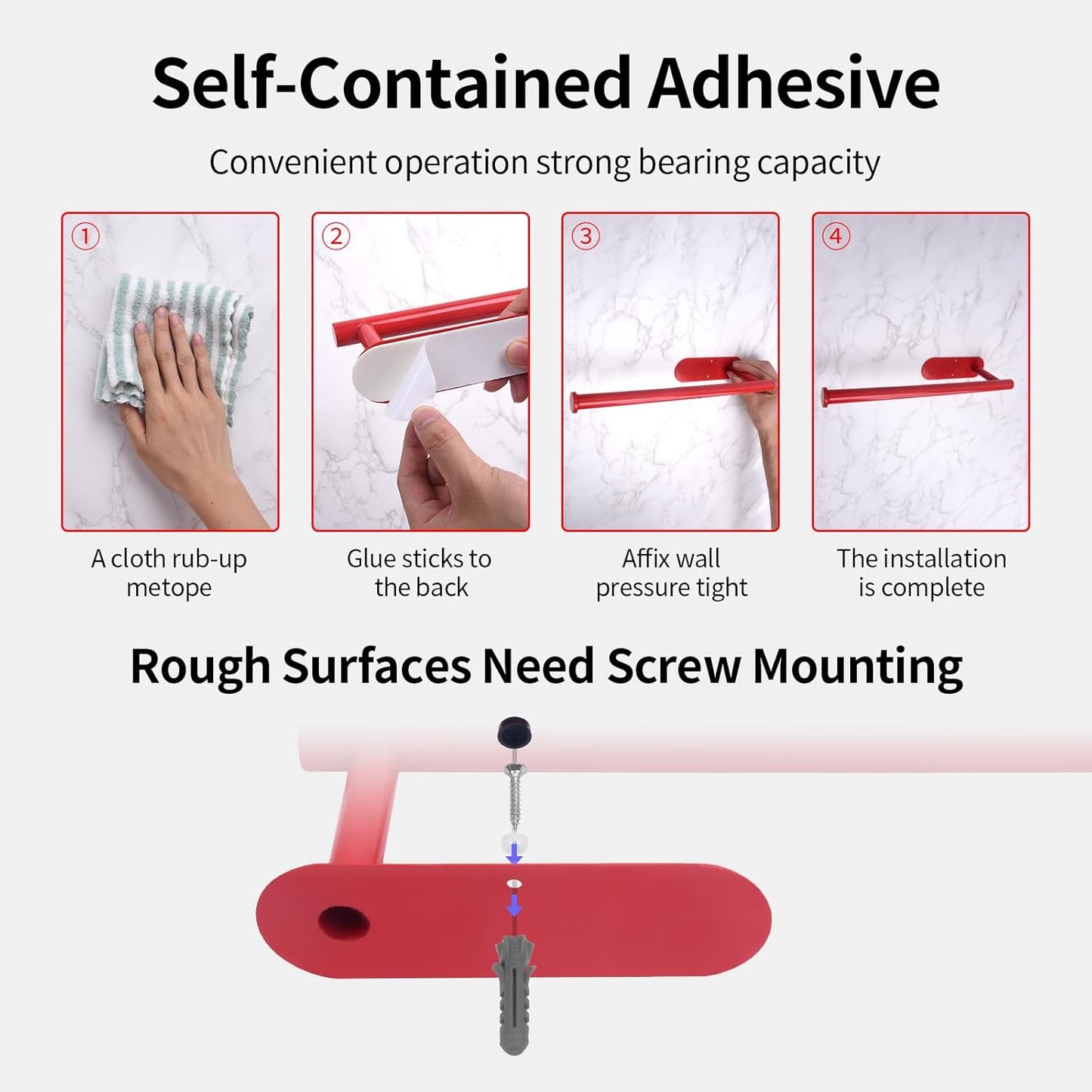 Red Cabinet Mount Paper Towel Holder - Stainless Steel