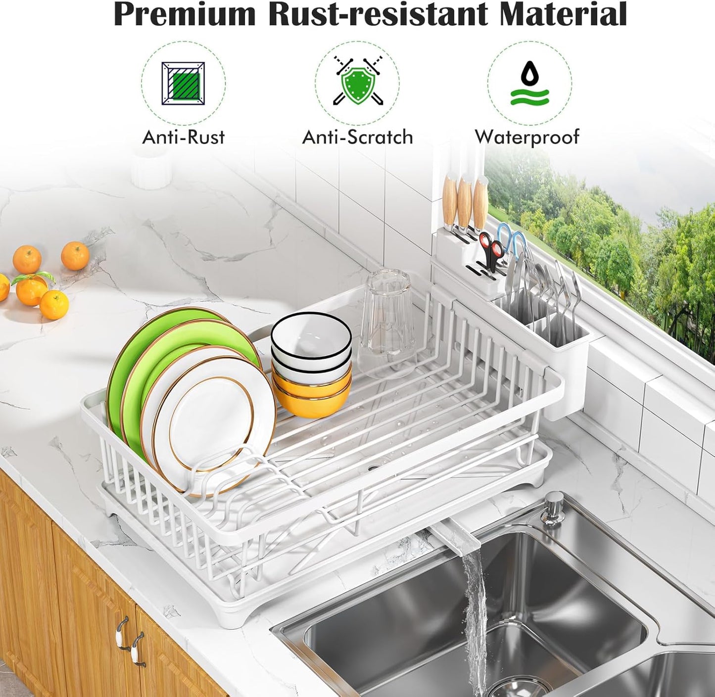 Dish Drying Rack - Space-Saving Small Dish Rack for Kitchen Counter