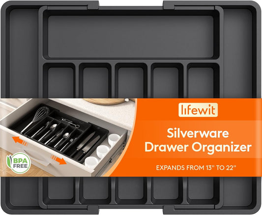 Silverware Drawer Organizer, Expandable Utensil Tray for Kitchen