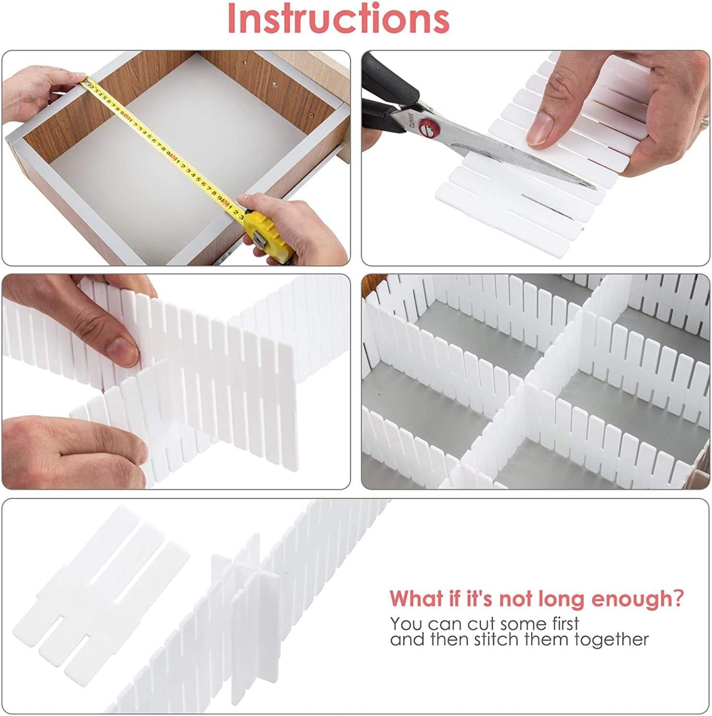40Pcs Drawer Dividers, Adjustable Drawer Organizer for Socks, Underwear, Makeup