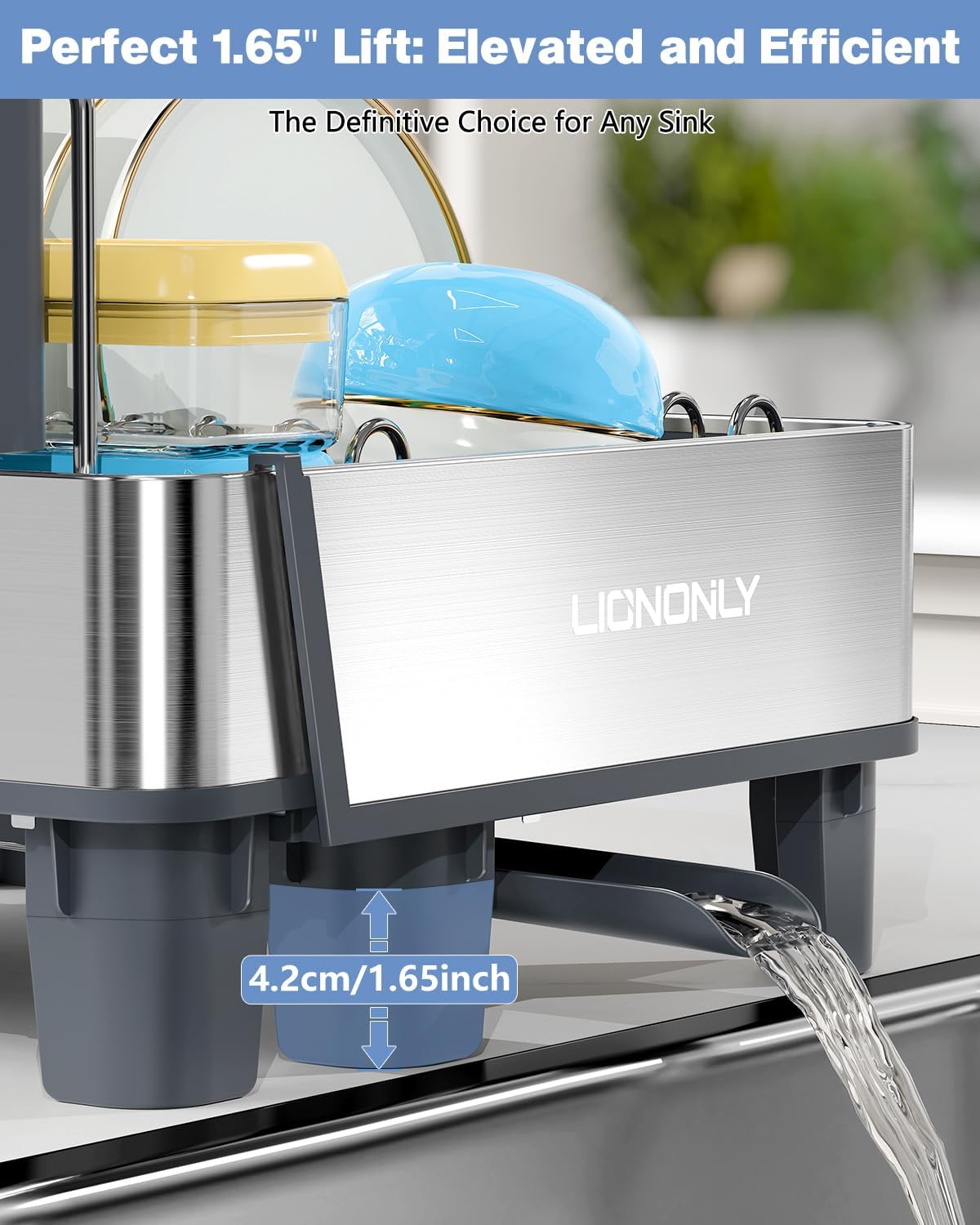 Expandable Dish Drying Rack with Drain Spout