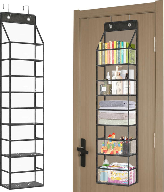 5-Shelf Over The Door Pantry Organizer with Clear Pockets, Heavy Duty Hanging Storage for Closet