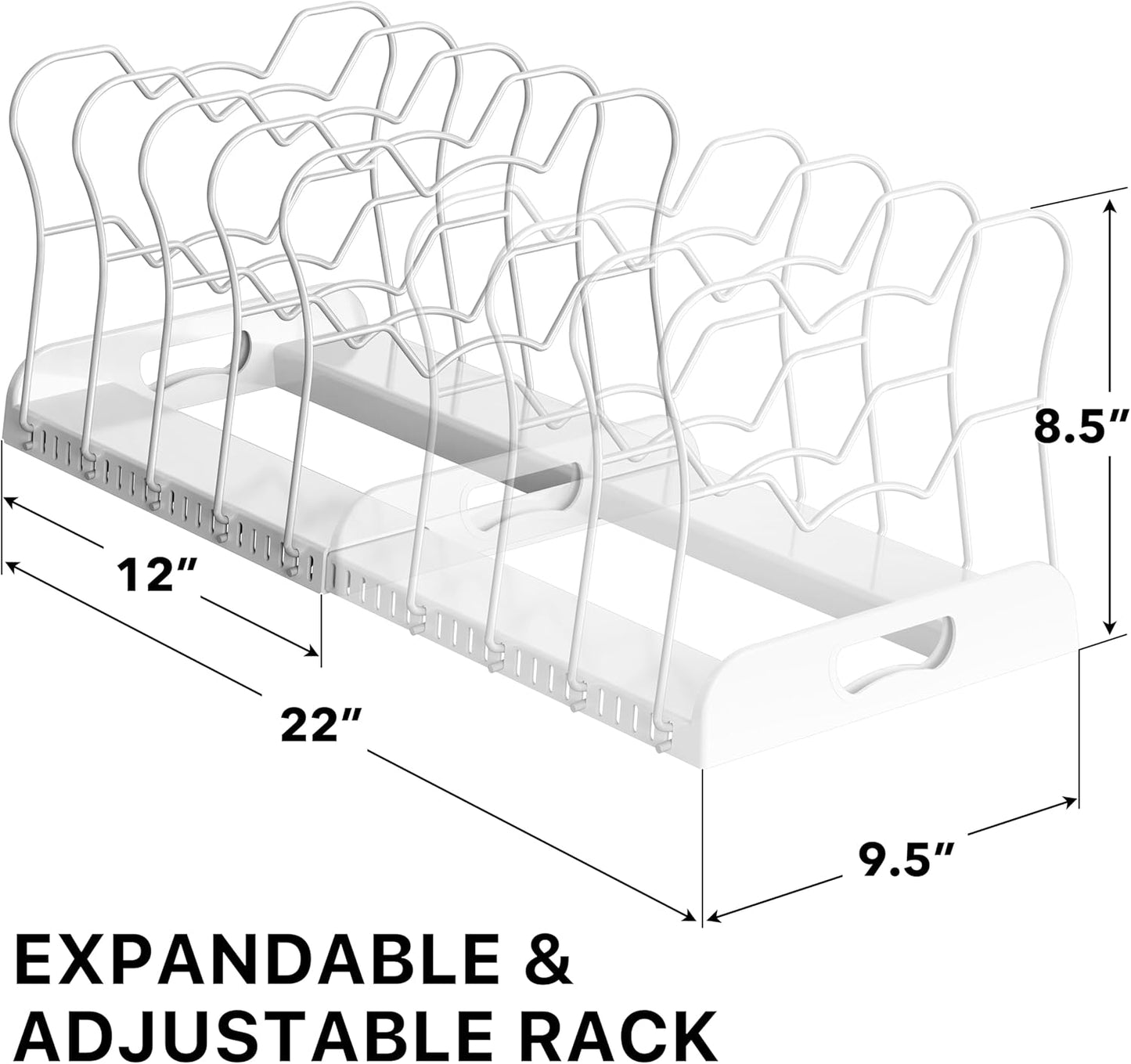 Expandable Pan Organizer Rack, 10 Adjustable Compartments