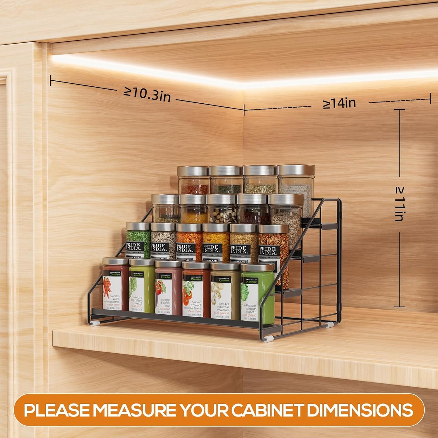 Spice Rack Organizer for Cabinet, 4 Tiered Spice Rack Organizer