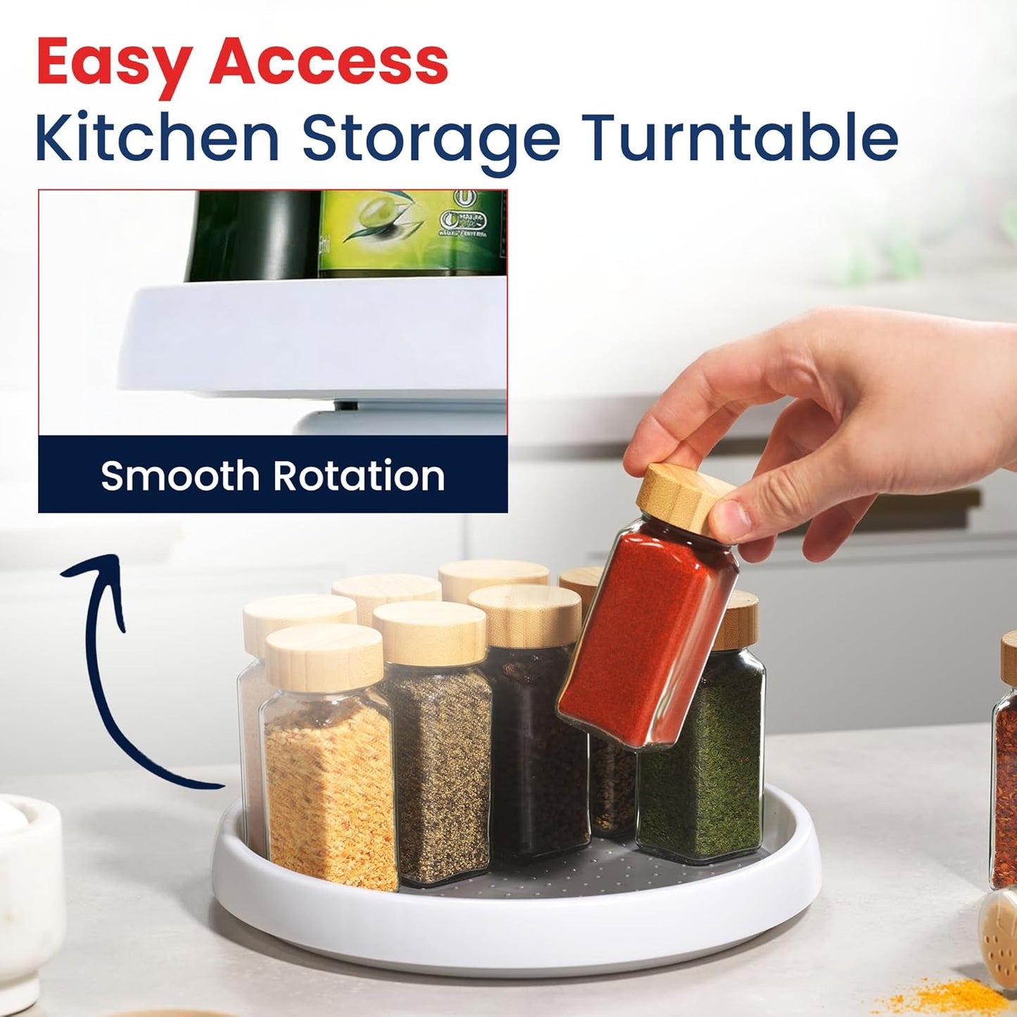 Lazy Susan Organizer Set of 4, 10 Inch Non-Skid Turntable for Cabinet, Pantry, Kitchen, Countertop