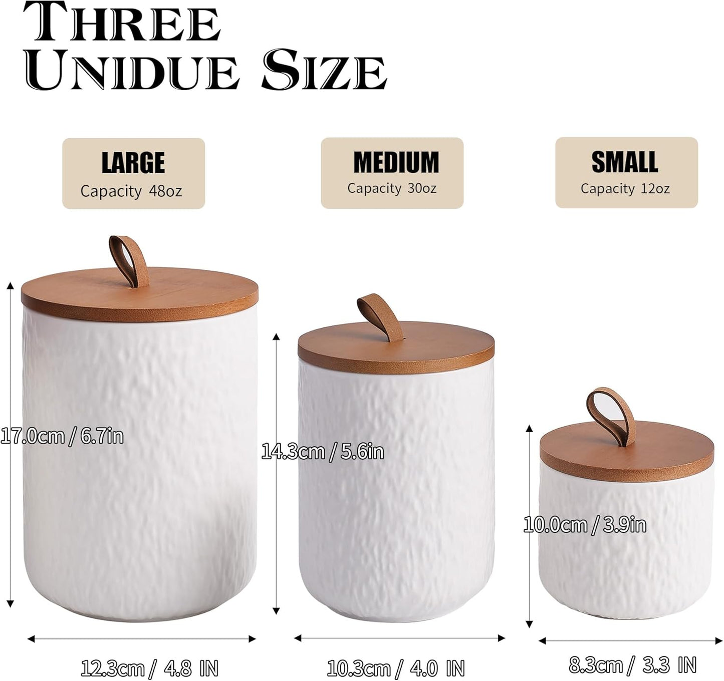 White Ceramic Canister Set with Wooden Lid