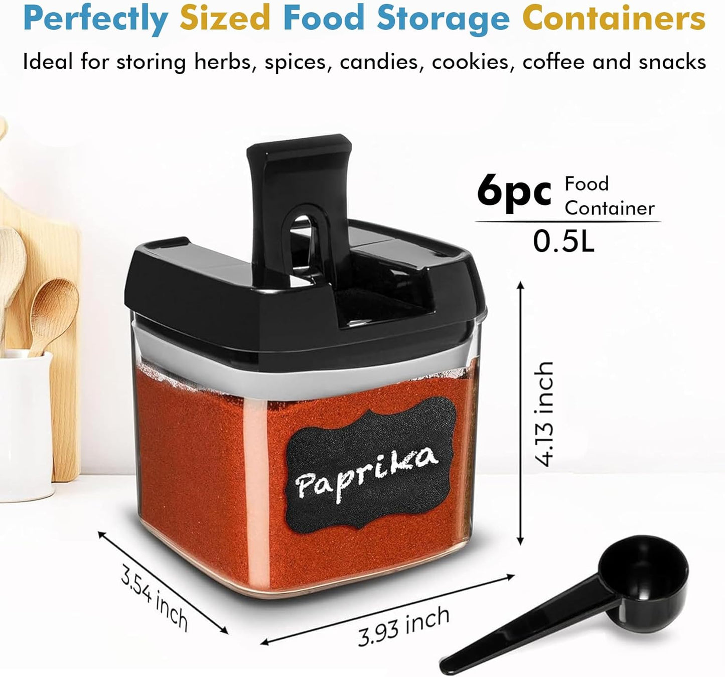 6 PC Airtight Food Storage Containers + 6 Spoons Included