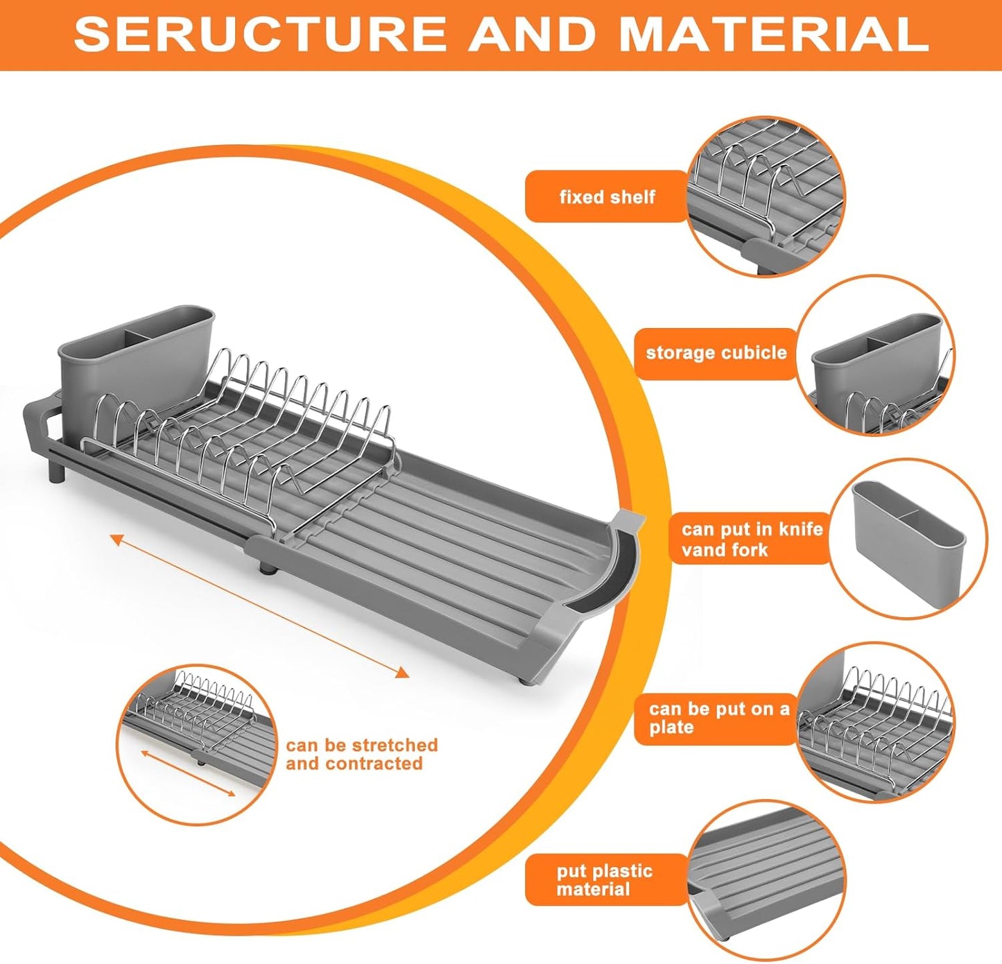 Dish Drying Rack Compact Expandable - A Space-Saving, Stainless Steel