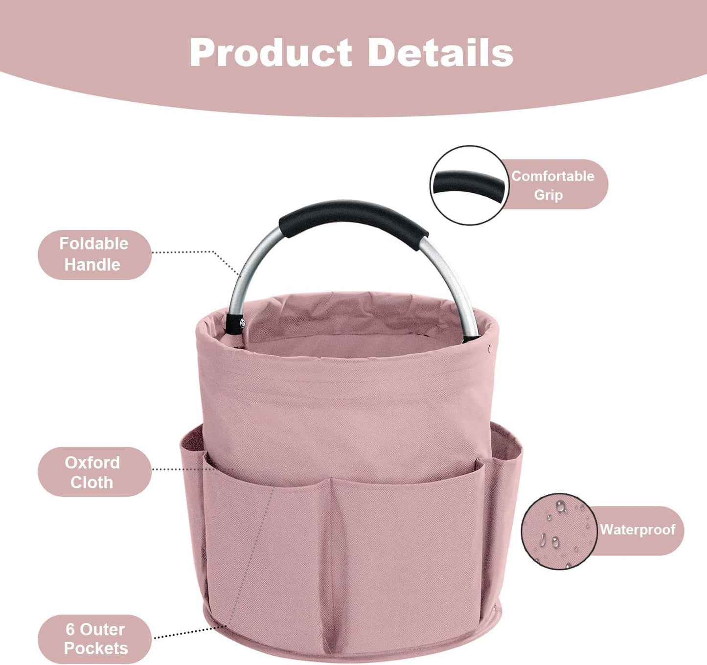 17L Cleaning Caddy with Handle, Cleaning Supplies Organizer, Foldable Storage Basket