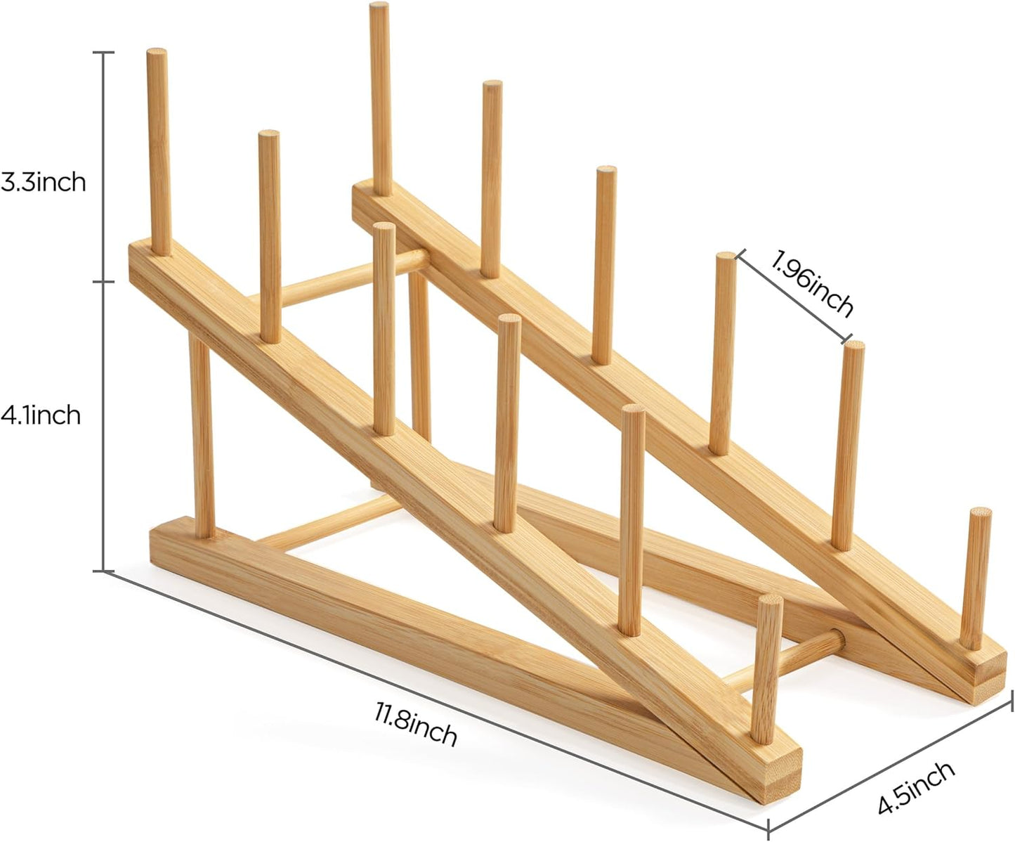 Bamboo Wooden Dish Drying Rack, 1 PCS Plate/Dish/Book/File/Bowl/Cup/Cutting Board/Pot Lid Organizer for Kitchen Counter, Office, Display Cabinet