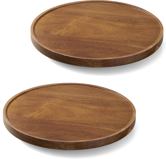 2 Pack 10“ Acacia Wood Lazy Susan Turntable Organizer for Cabinet