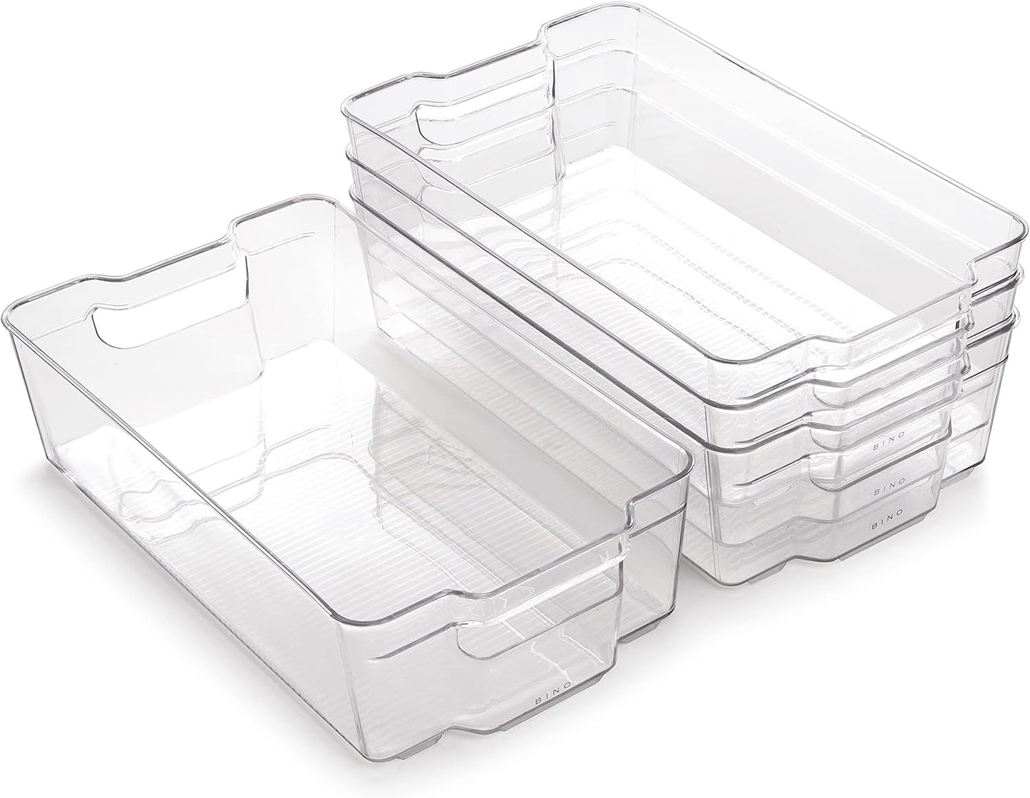 Stackable Storage Bins, X-Large - 4 Pack | THE STACKER COLLECTION | Clear Plastic Storage Bins | Organization Containers for Pantry & Fridge | Multi-Use Organizer Bin | BPA-Free