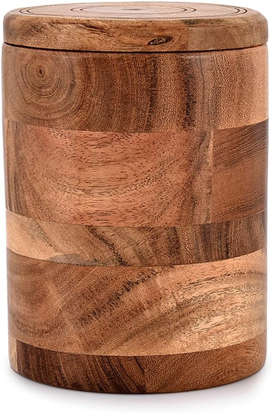 Acacia Wood round wooden storage jar with Lid for Keeping Cookies, Coffee, Flour, Sugar