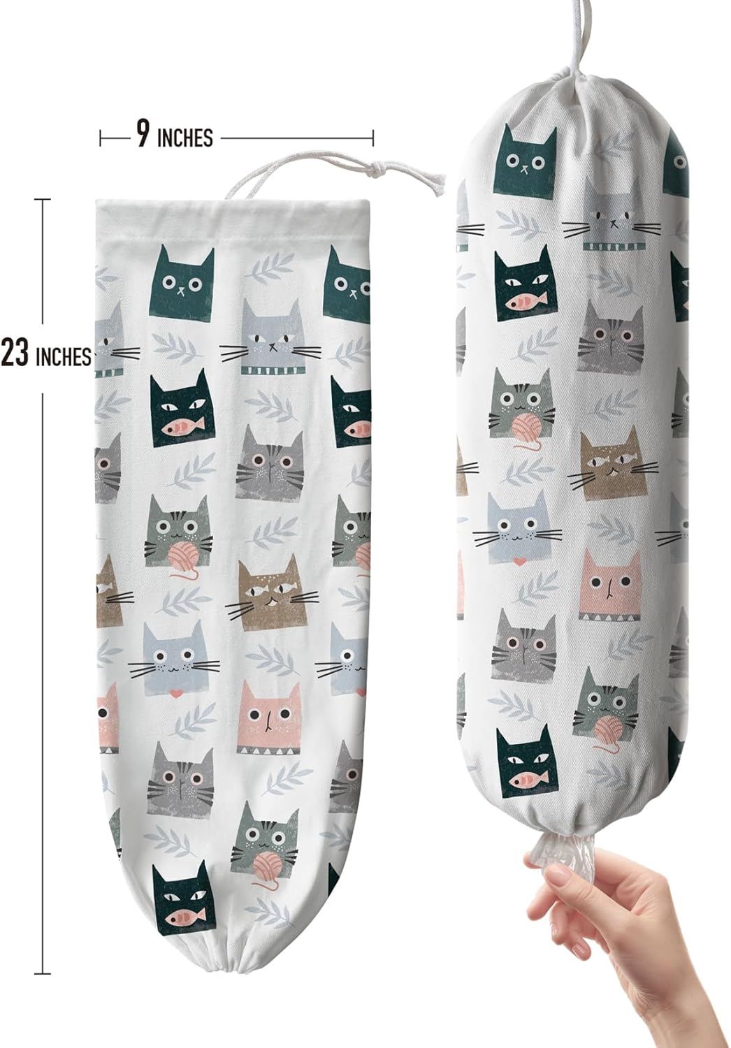 Plastic Bag Holder,Cute Kitty Grocery Bags Holder Organizer Storage Keeper Dispenser,Cat Kitchen Decor Gifts for Women Cat Mom-Extra Large