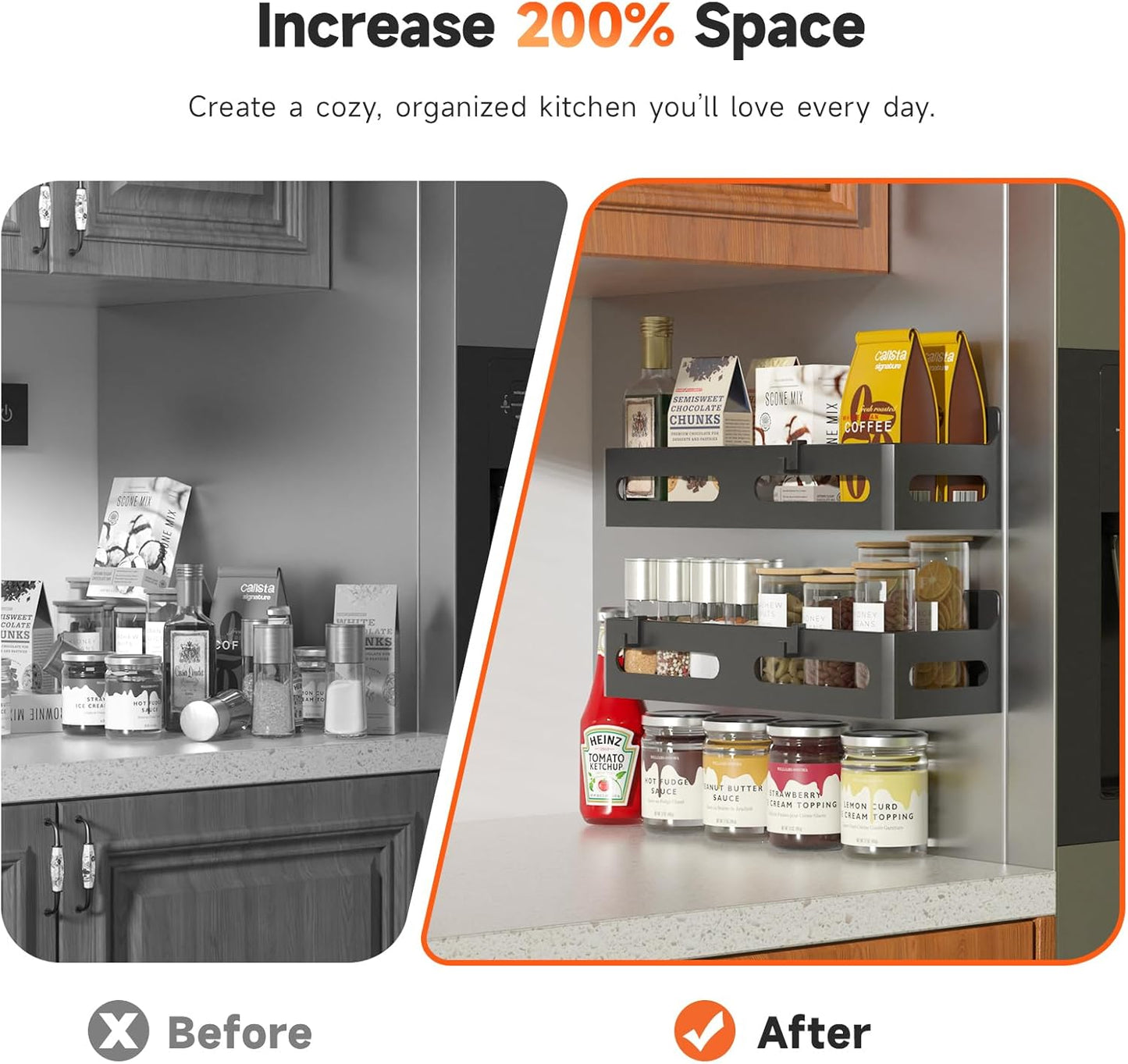 4 Pack Strong Magnetic Spice Rack for Refrigerator